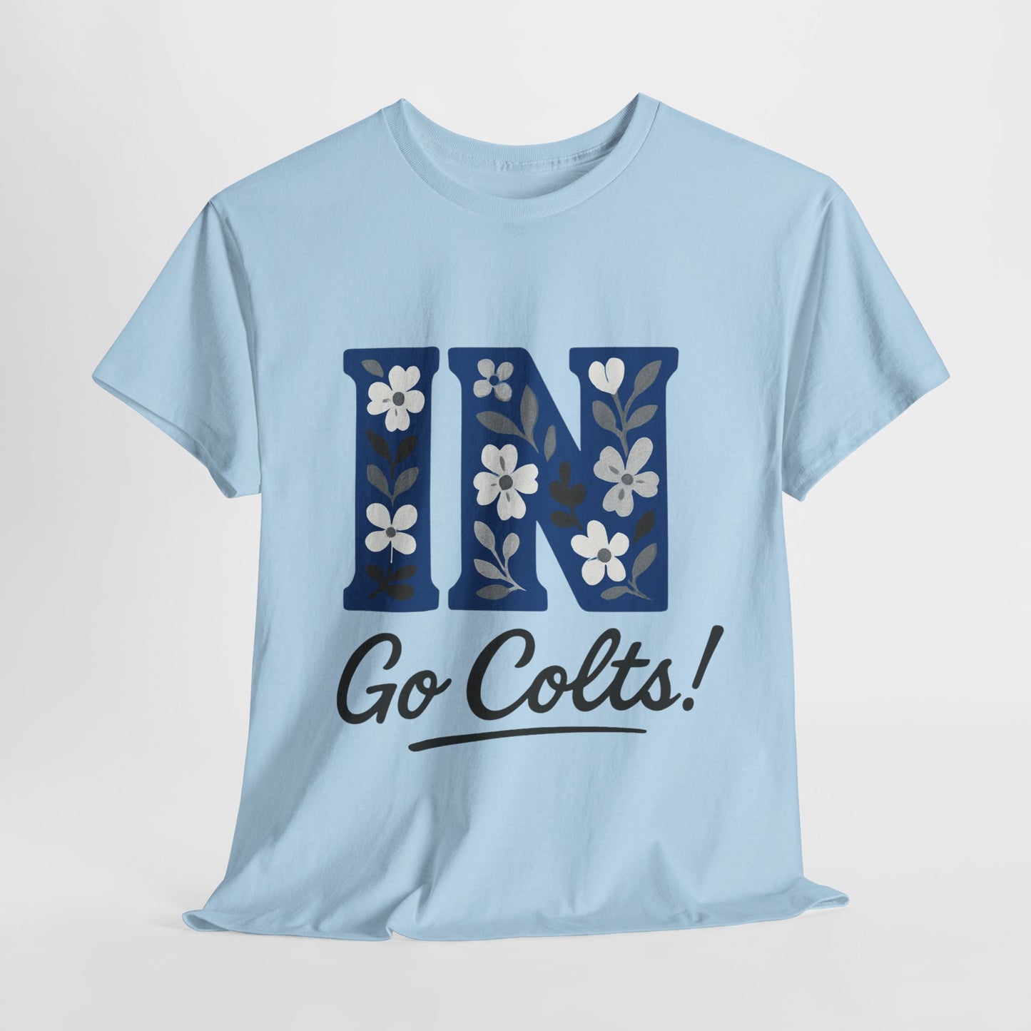 Floral Colts Tee | Unisex Heavy Cotton Tee for Sports Fans, Indiana Pride