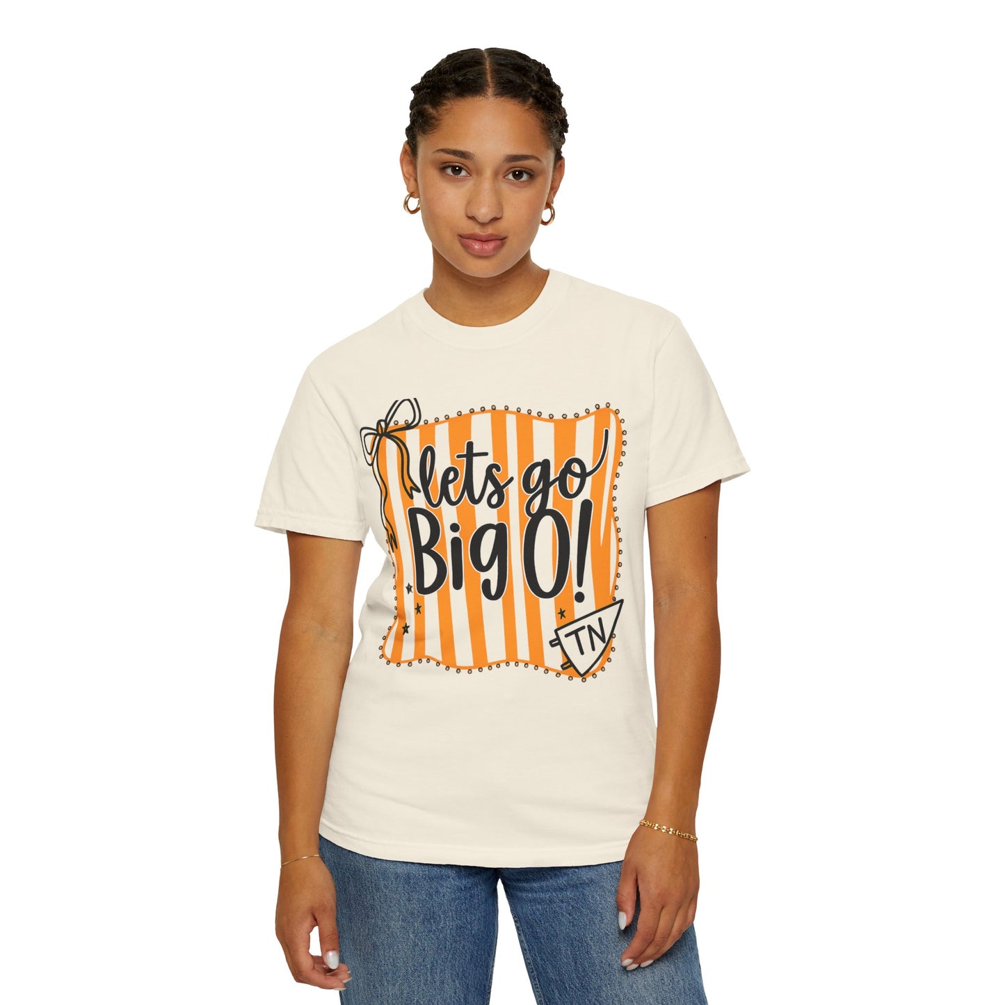 Let's Go Big O! Unisex Garment-Dyed T-Shirt, Sporty Tee, Casual Wear, Game Day Apparel, Fun Gift for Fans, Festival Wear