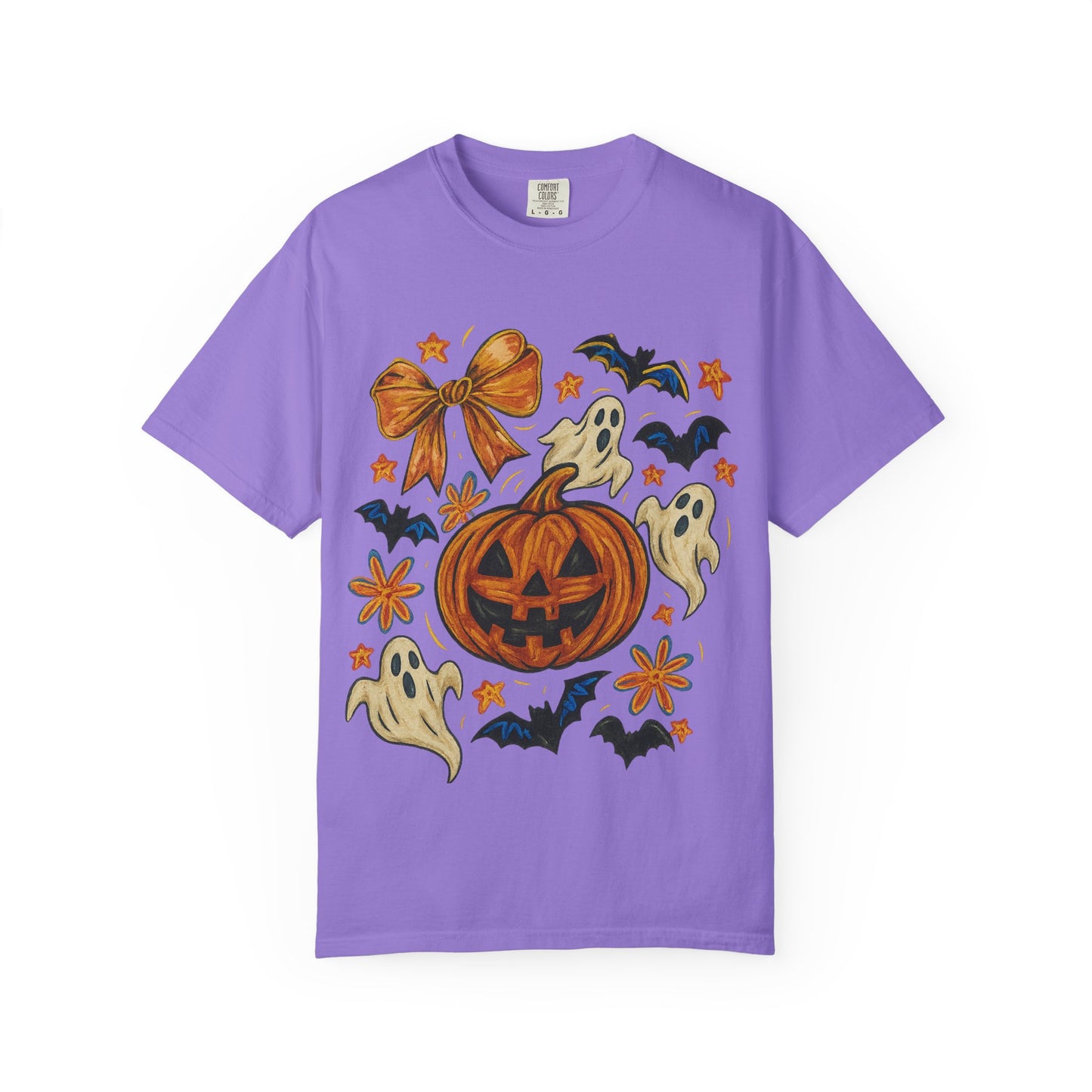 Halloween Ghost & Pumpkin T-shirt, Spooky Season Shirt, Fall Tee, Unisex Halloween Apparel, Ghostly Graphic Tee, Pumpkin Graphic Shirt