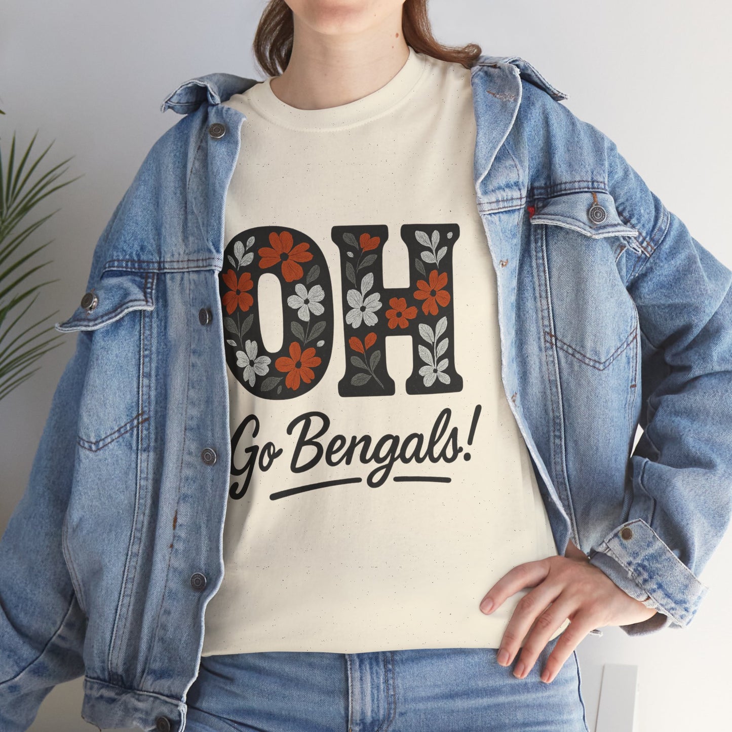 Bengals Floral Tee - Unisex Heavy Cotton