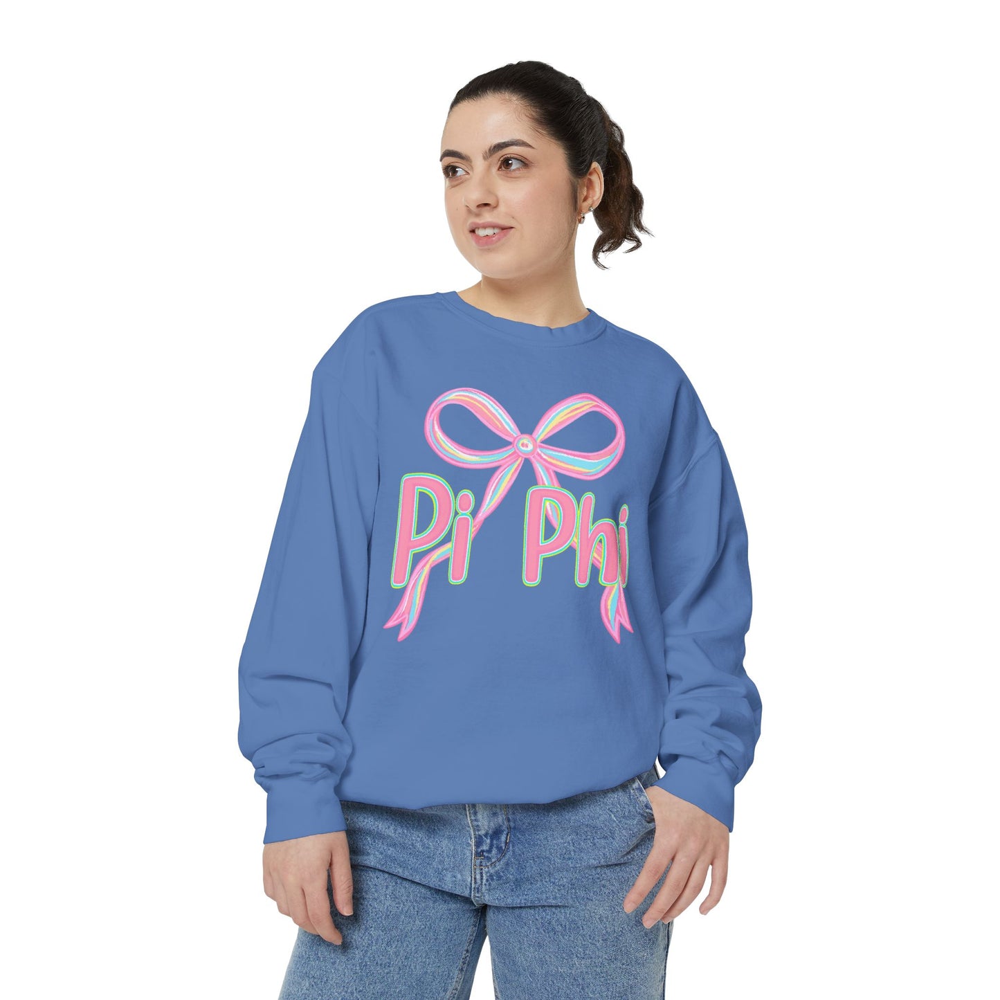 PiPhi Bow Unisex Sweatshirt, Cute Sorority Apparel, Comfortable Sweatshirt, Gift for Sorority Sisters, Soft Fashion Essentials
