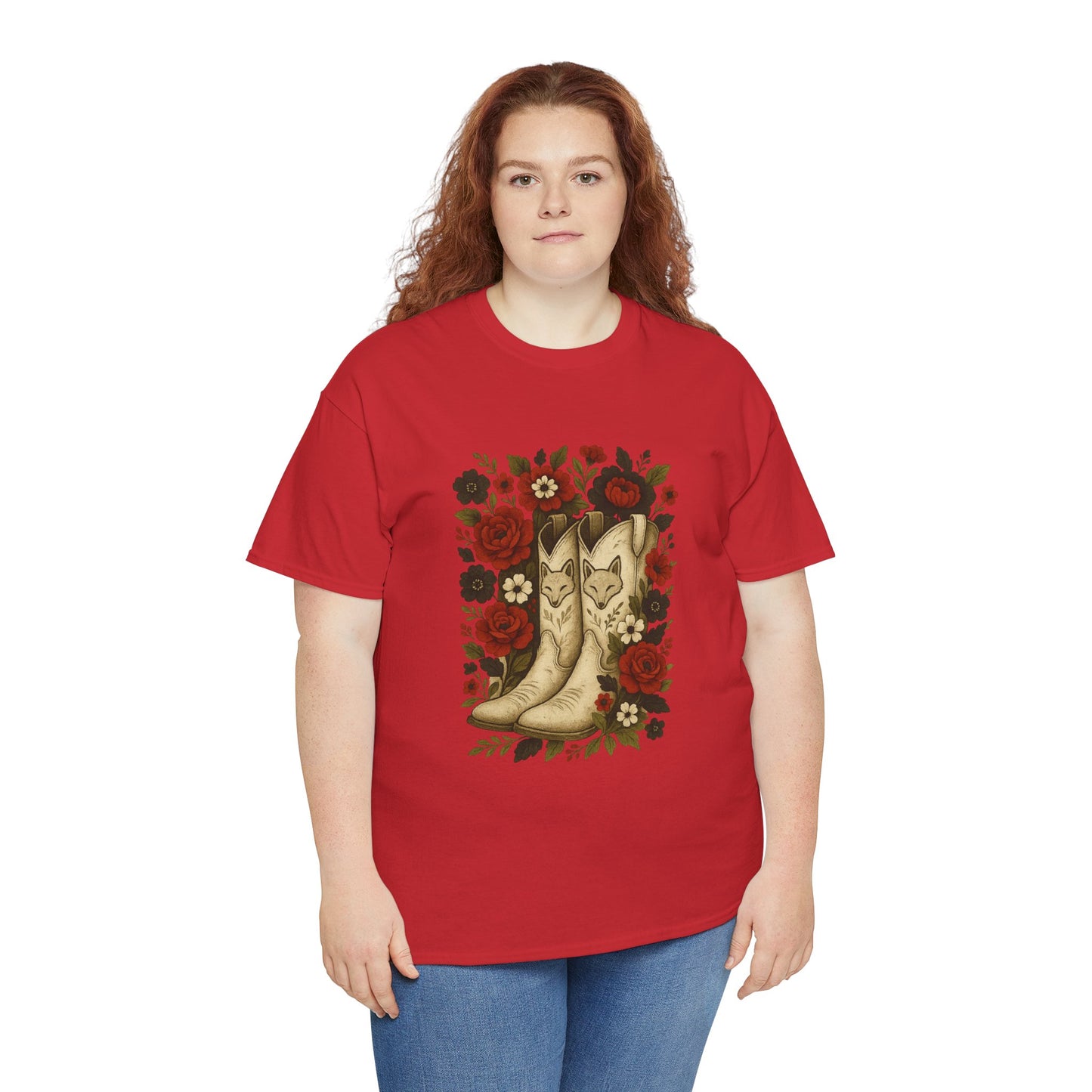 AR State Red Wolves Vintage Floral Cowboy Boots Tee