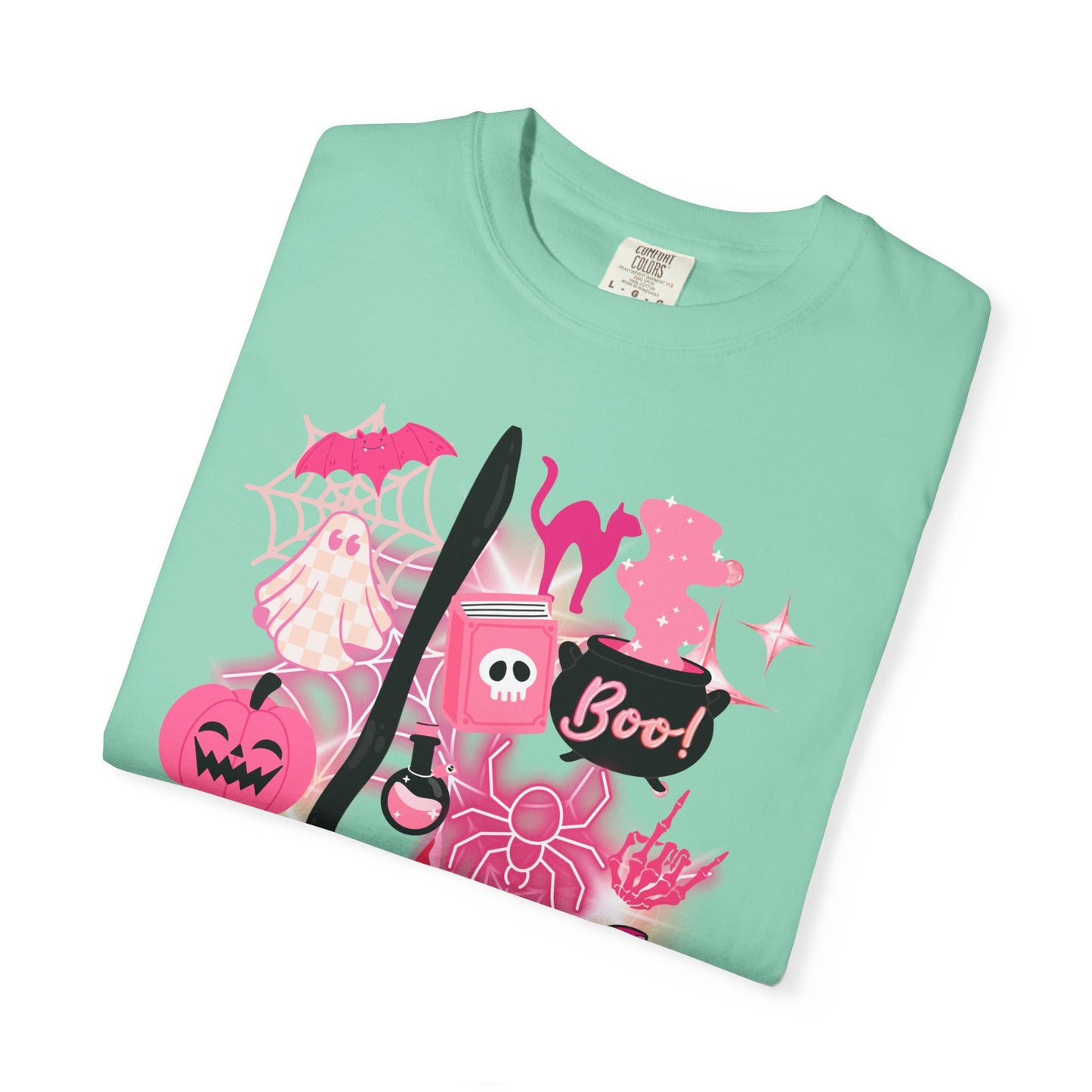 Pink Halloween-Themed Unisex T-shirt, Spooky Shirt, Ghostly Apparel, Boo T-shirt, Fall Fashion, Halloween Costume Top