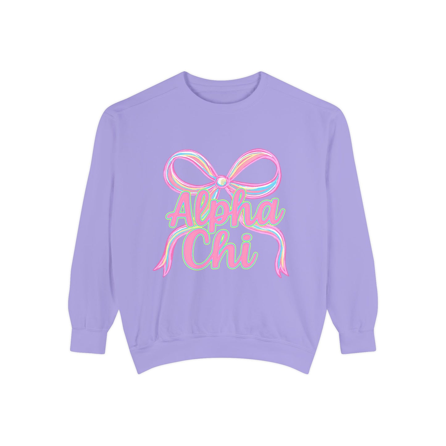 AlphaChi Garment-Dyed Sweatshirt, Sorority Sweatshirt, Personalized Gift, College Apparel, Comfortable Crewneck, Trendy Fashion