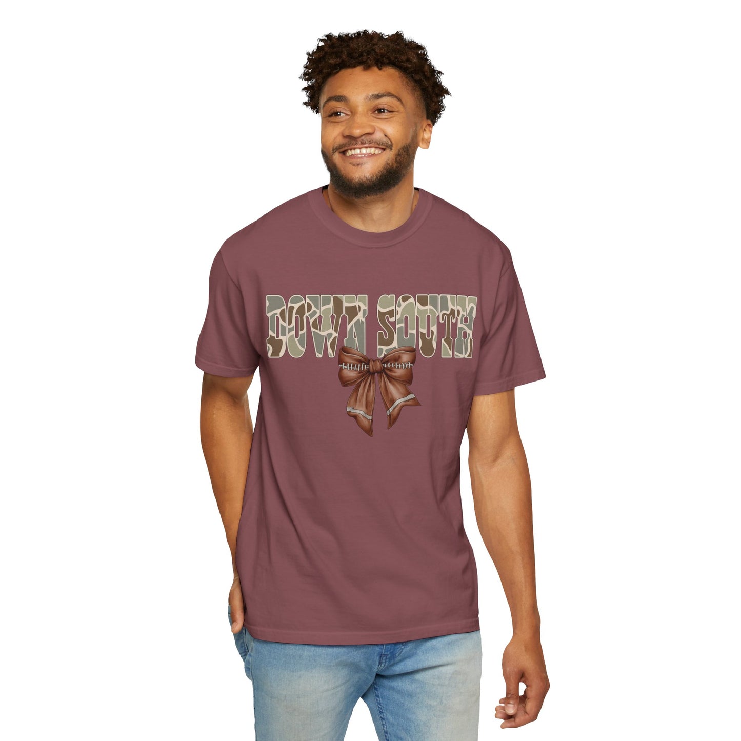 Camo Bow Graphic Tee - Trendy Apparel for Casual Outings and Birthdays