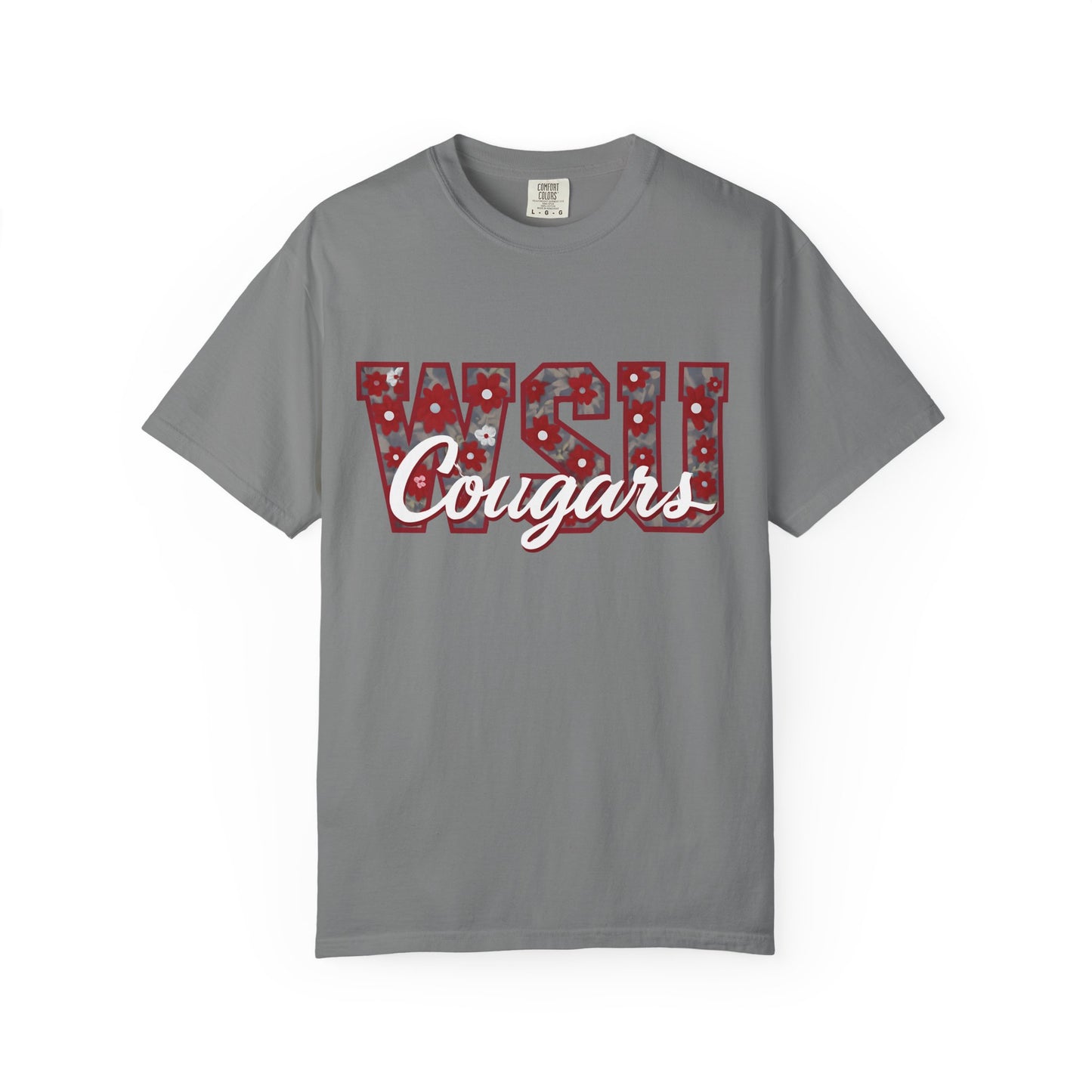 Garment-Dyed T-Shirt with WSU Cougars Design, Casual Wear, College Apparel, Sports Fan Gear, Comfortable Lifestyle Top, WSU Cougars