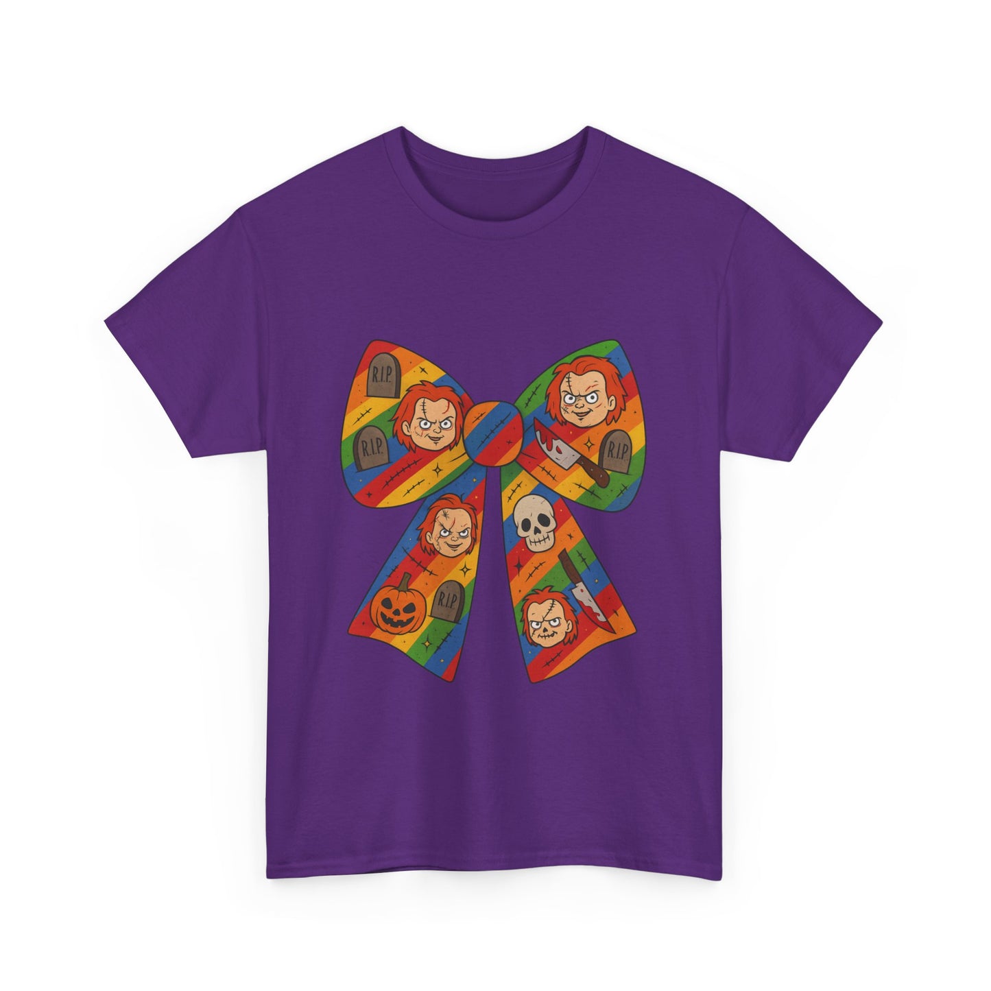 Colorful Halloween Bow Tee, Fun Costume T-Shirt, Halloween Party Shirt, Unisex Graphic Tee, Cozy Everyday Wear, Unique Gift Idea