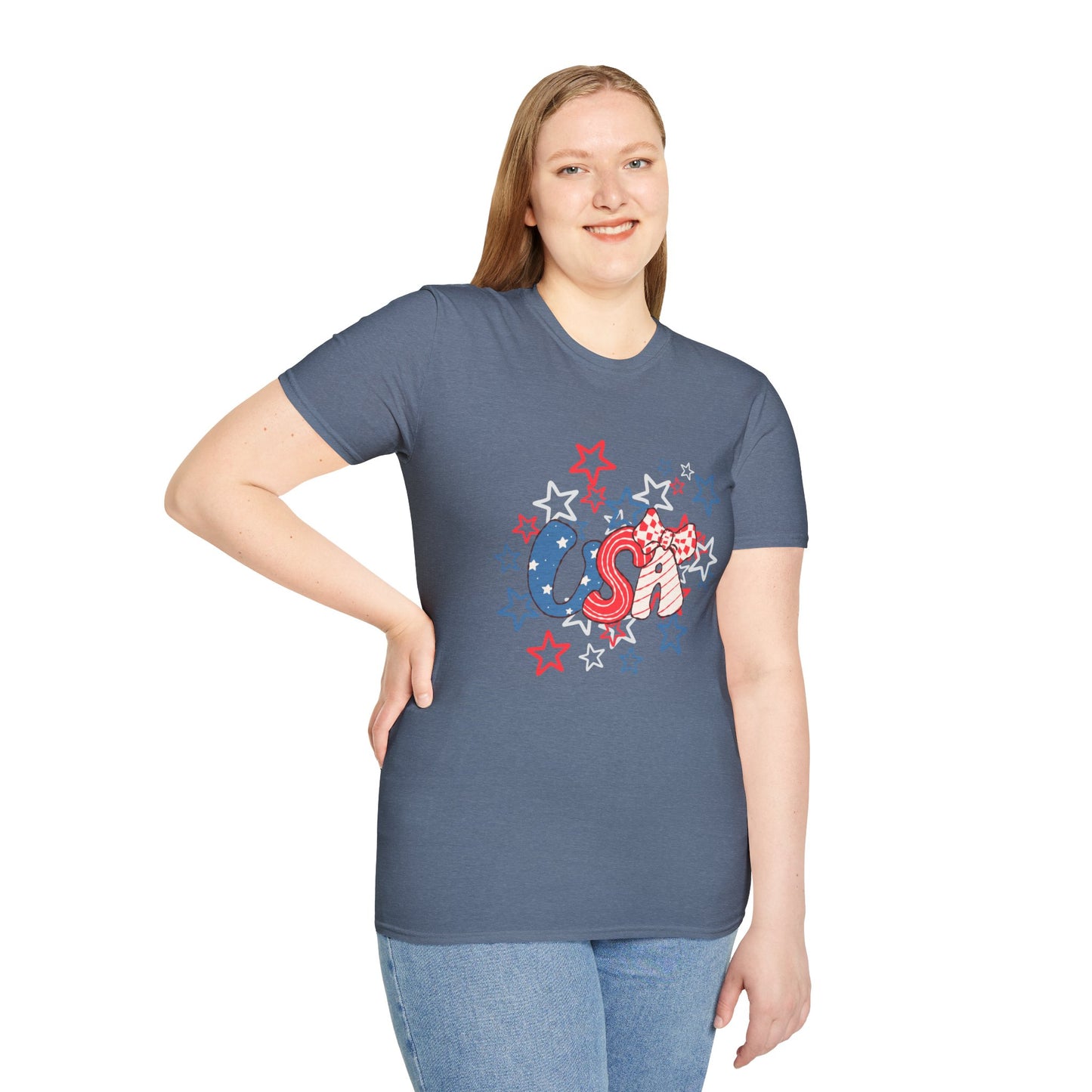 Patriotic Unisex T-Shirt for Independence Day, July 4th Celebration, Star-Patterned Tee, USA Graphic Top, Casual American Apparel