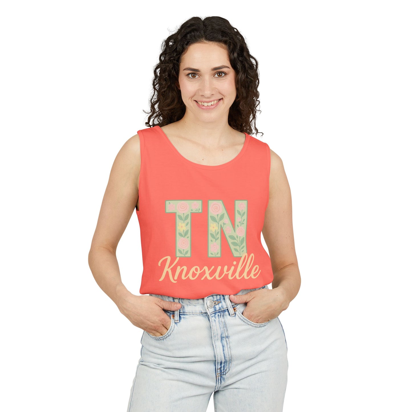 Tennessee Floral Tank Top, Unisex Sleeveless Shirt, Summer Tee, Casual Wear, Gift for Her, Comfort Colors, Graduation Gift, Rocky Top