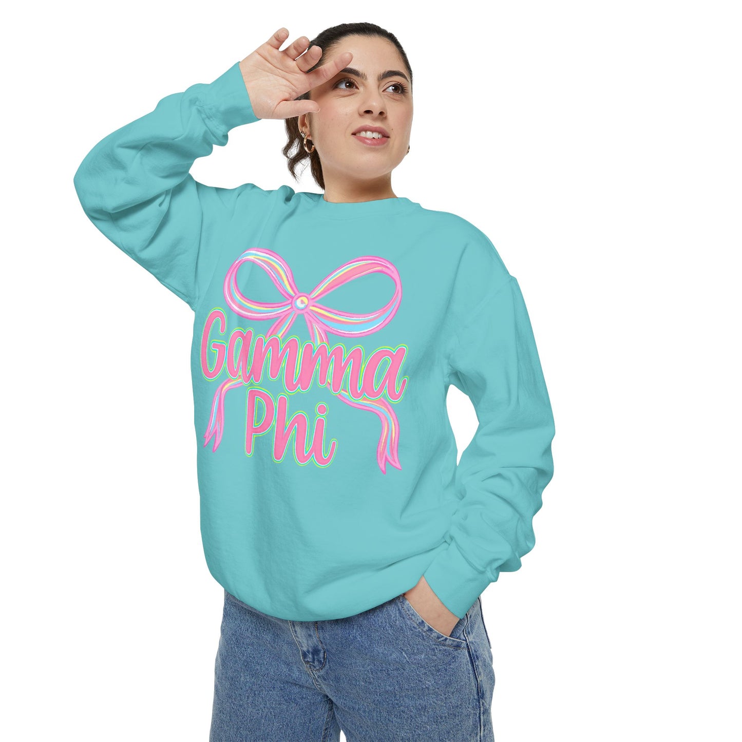 GammaPhi Garment-Dyed Sweatshirt | Cozy Sorority Sweatshirt, Unisex Apparel, Sorority Gift, Casual Wear, College Spirit Wear