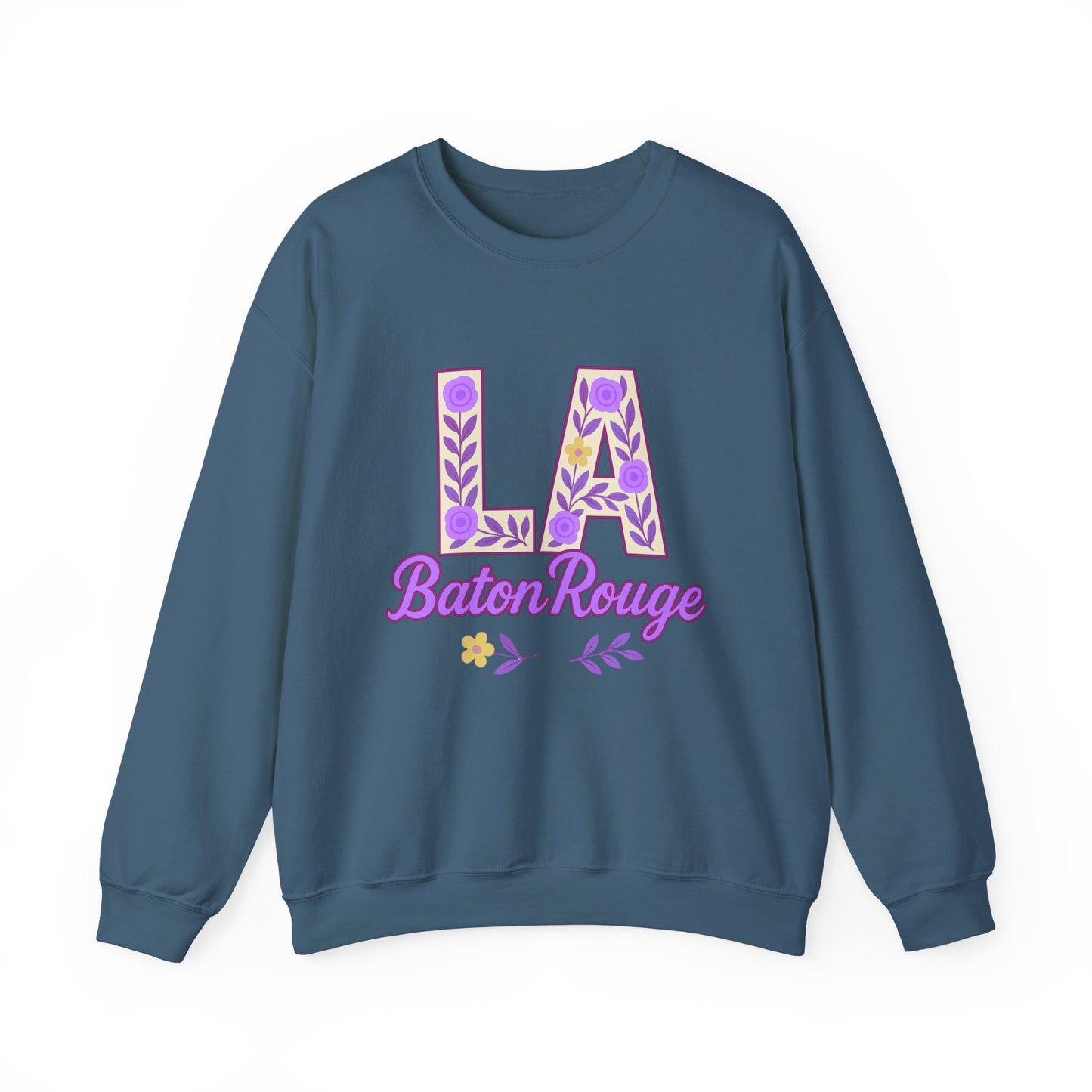 LA Baton Rouge Floral Sweatshirt, Cozy Crewneck for Fall, Gift for Friends, Casual Outing, Southern Style Apparel
