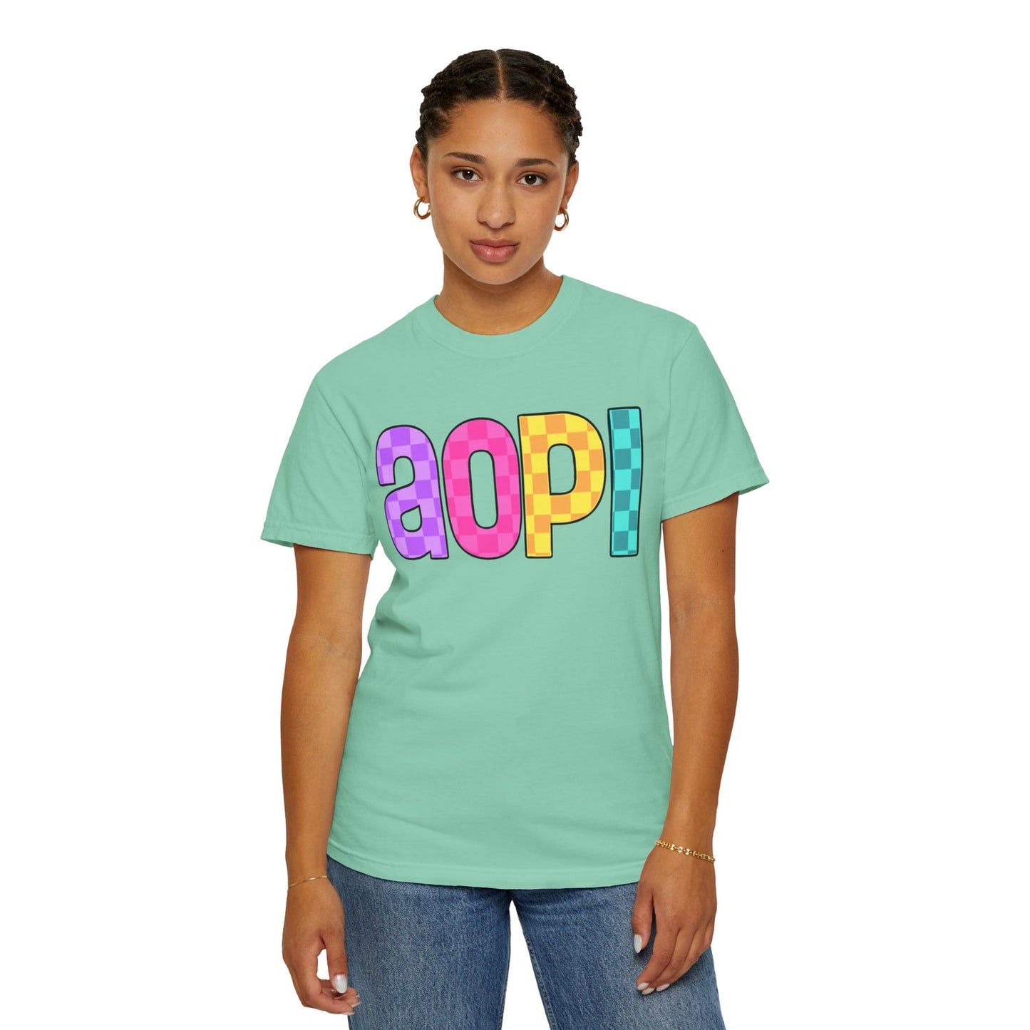 Colorful Graphic Tee - Trendy Unisex Garment-Dyed T-shirt for Casual Summer Wear and AOPI Spirit Gift