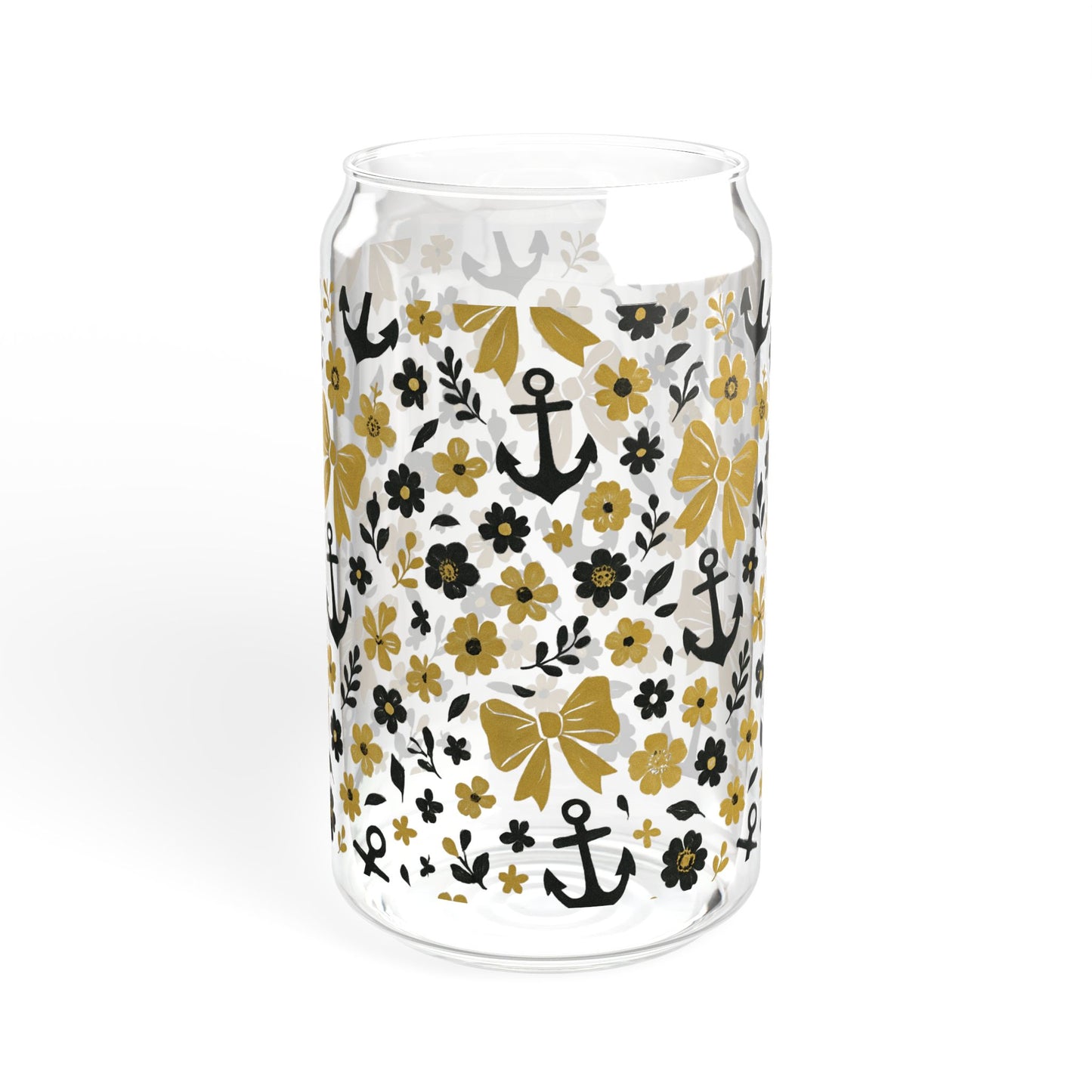Vandy Floral Anchor Sipper Glass, 16oz Drinkware, Tennessee game day, Nashville tn gift, Vandy fan gift, Vandy alumni, graduation gift, college student gift