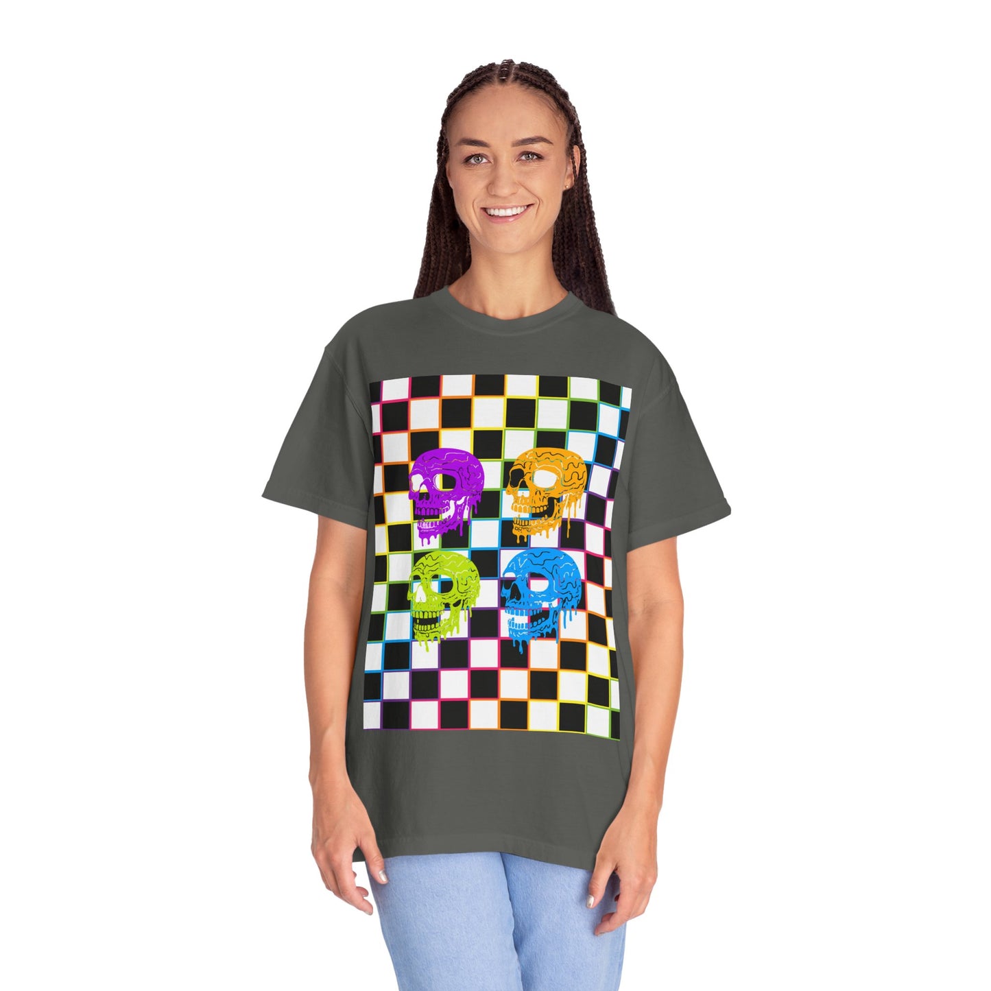 Vibrant Skull Graphic T-Shirt, Unisex Tee, Halloween Outfit, Alternative Fashion, Festival Wear, Casual Street Style