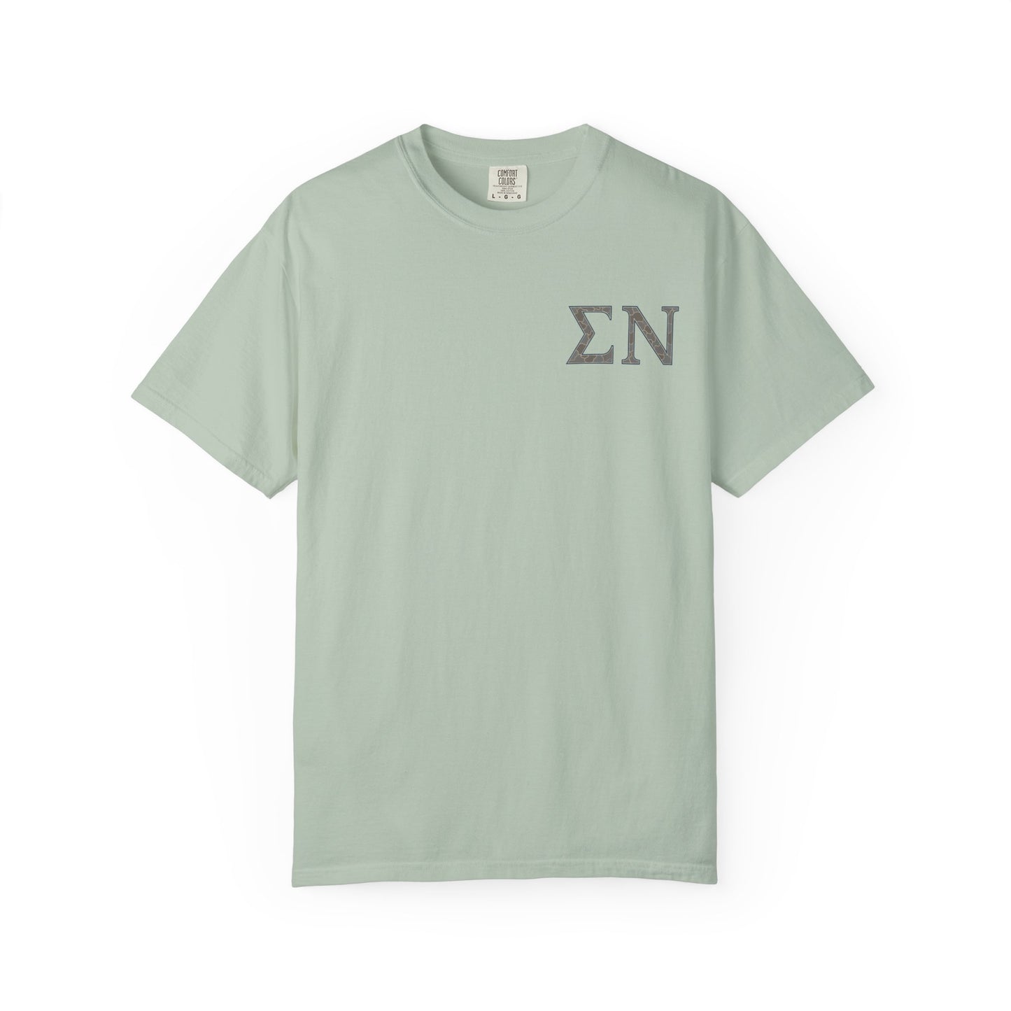 SigmaNu Camouflage T-Shirt | Unisex Garment-Dyed Tee for Greek Life | Ideal for Fraternity Events, Casual Wear, Gifts, Game Days