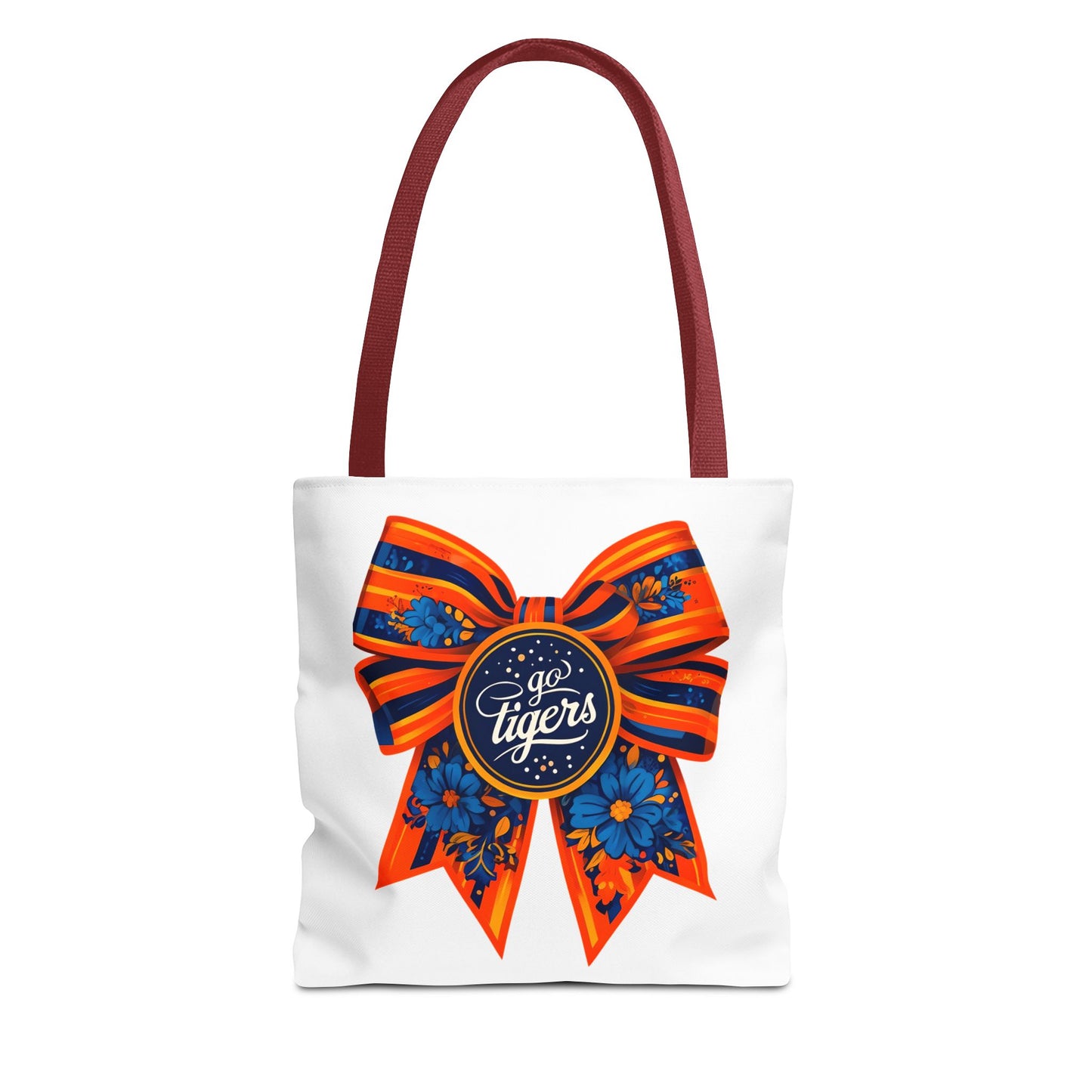 Cheerful Floral Tote Bag - Go Tigers, Sports Fan Gift, Custom Tote, Floral Design, Game Day Bag, Personalized Shopping Bag