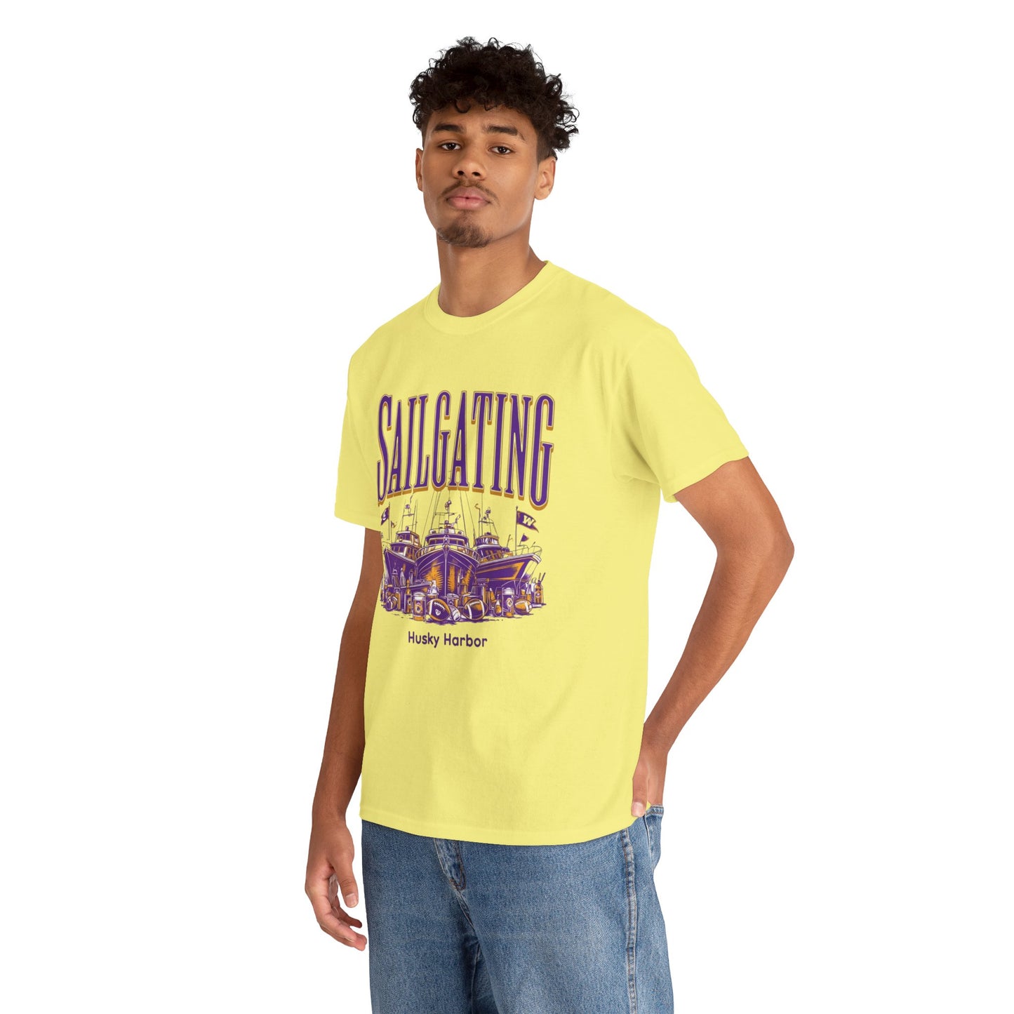 Sailgating Tee - Washington Huskies Unisex Heavy Cotton Shirt