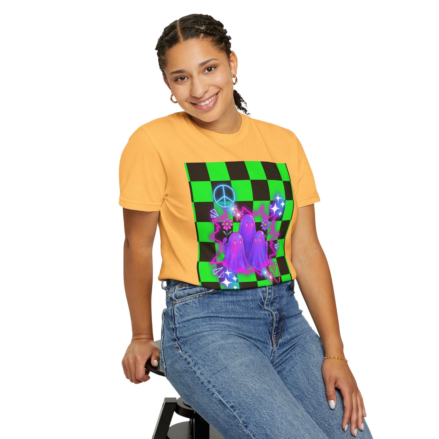 Vibrant Ghost Graphic Tee, Unisex T-shirt, Retro Vibe Shirt, Perfect for Halloween, Party Wear, Casual Style, Unique Gift