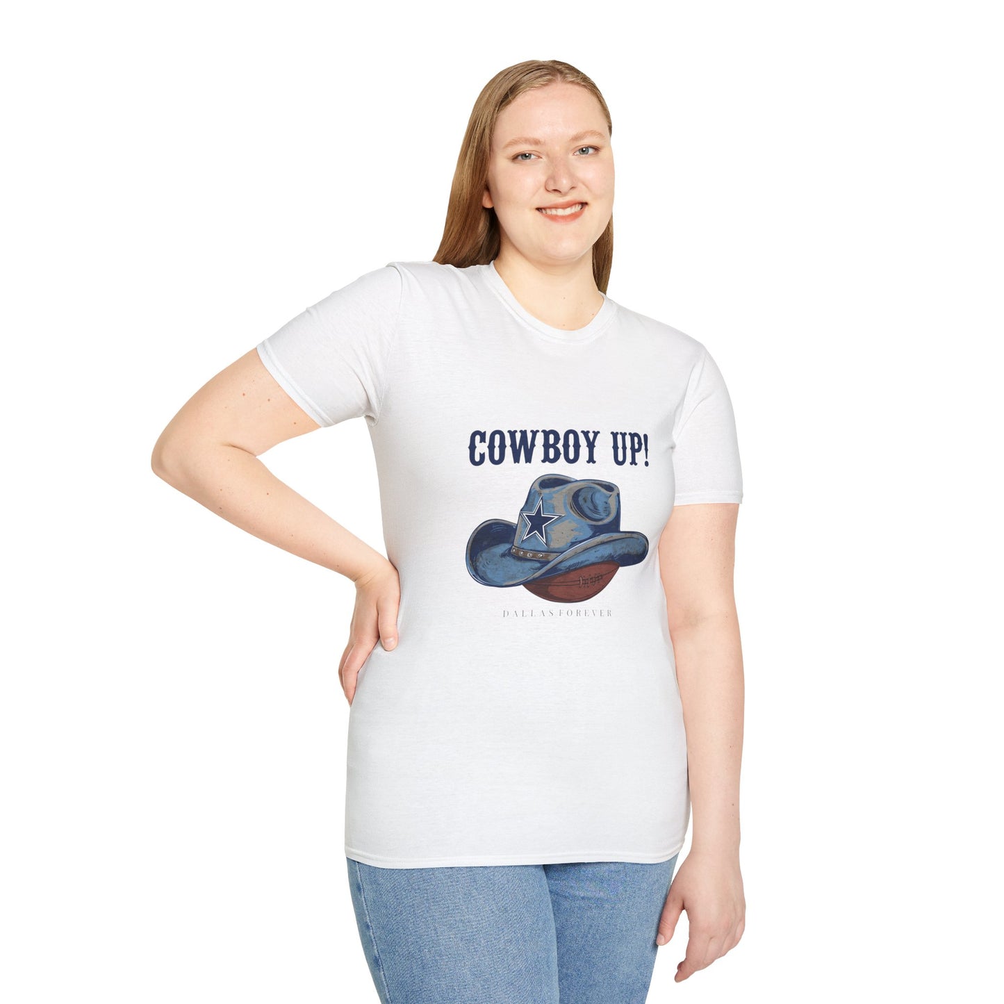Cowboy Up! Unisex Softstyle T-Shirt - Casual Western Tee for Rodeos, Country Events, Fun Graphic Shirt, Everyday Wear