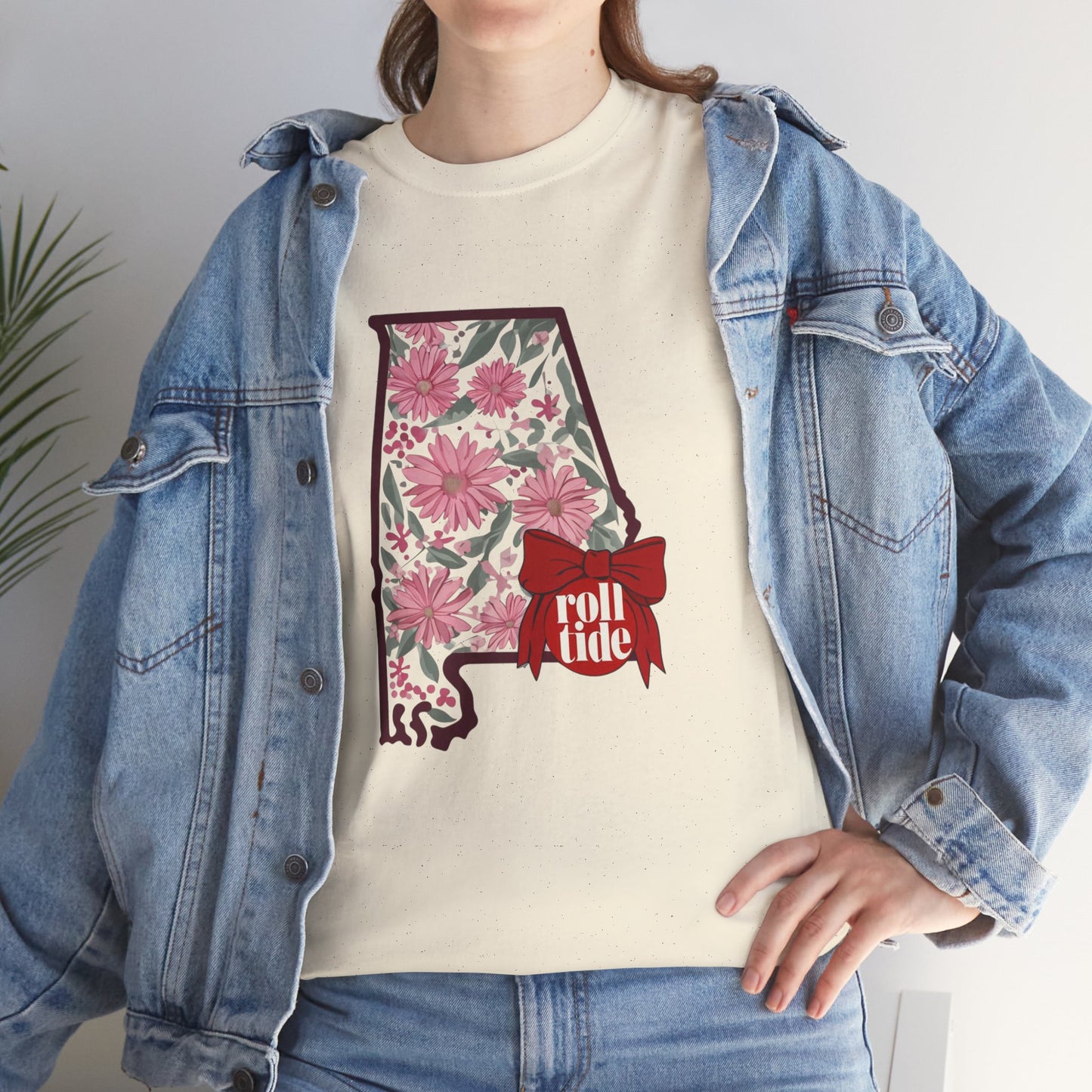 Floral Alabama Tee - Roll Tide Unisex Heavy Cotton T-Shirt, Casual Wear, Game Day Outfit, College Apparel, Southern Pride