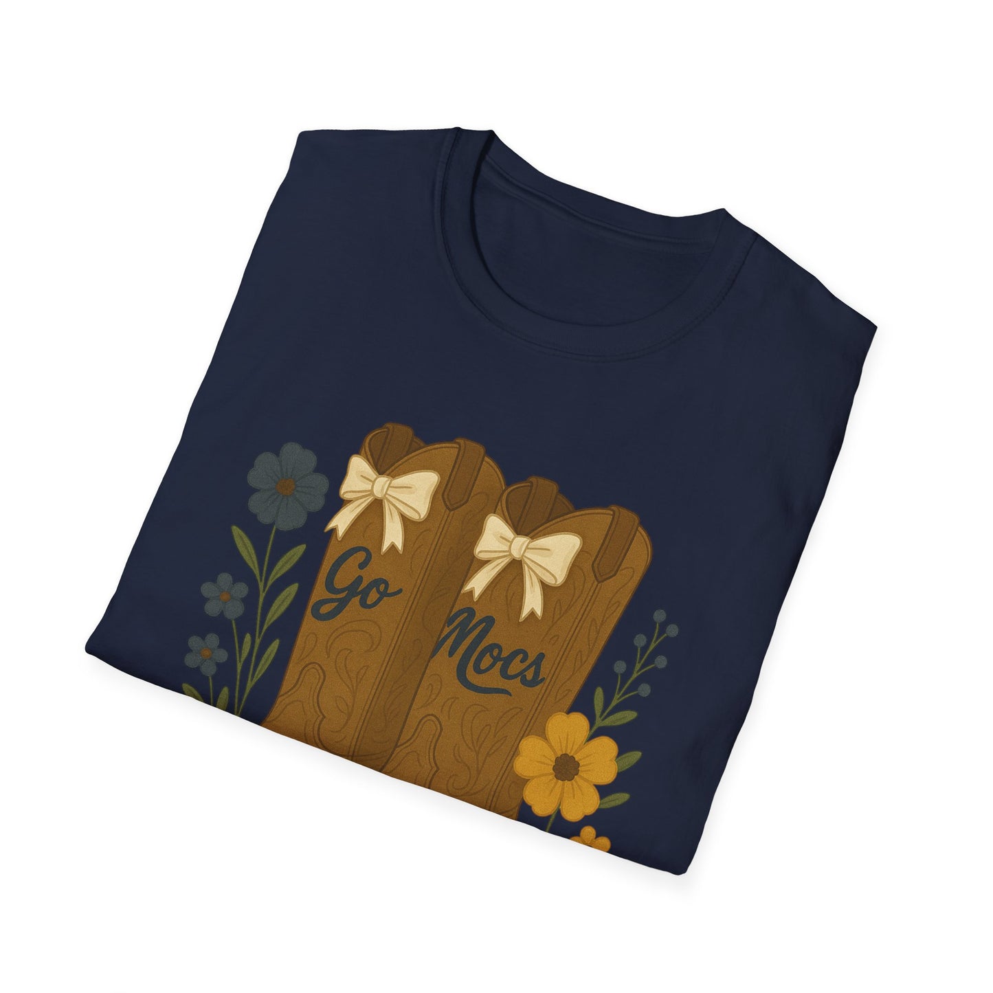 Chatt Mocs Coquette Cowgirl Boot Floral T-Shirt - Go Mocs Design, Casual Wear, Gift for Cowgirls, Western Style, Country Fan Clothing, Go Mocs, chatt tn game day, graduation gift