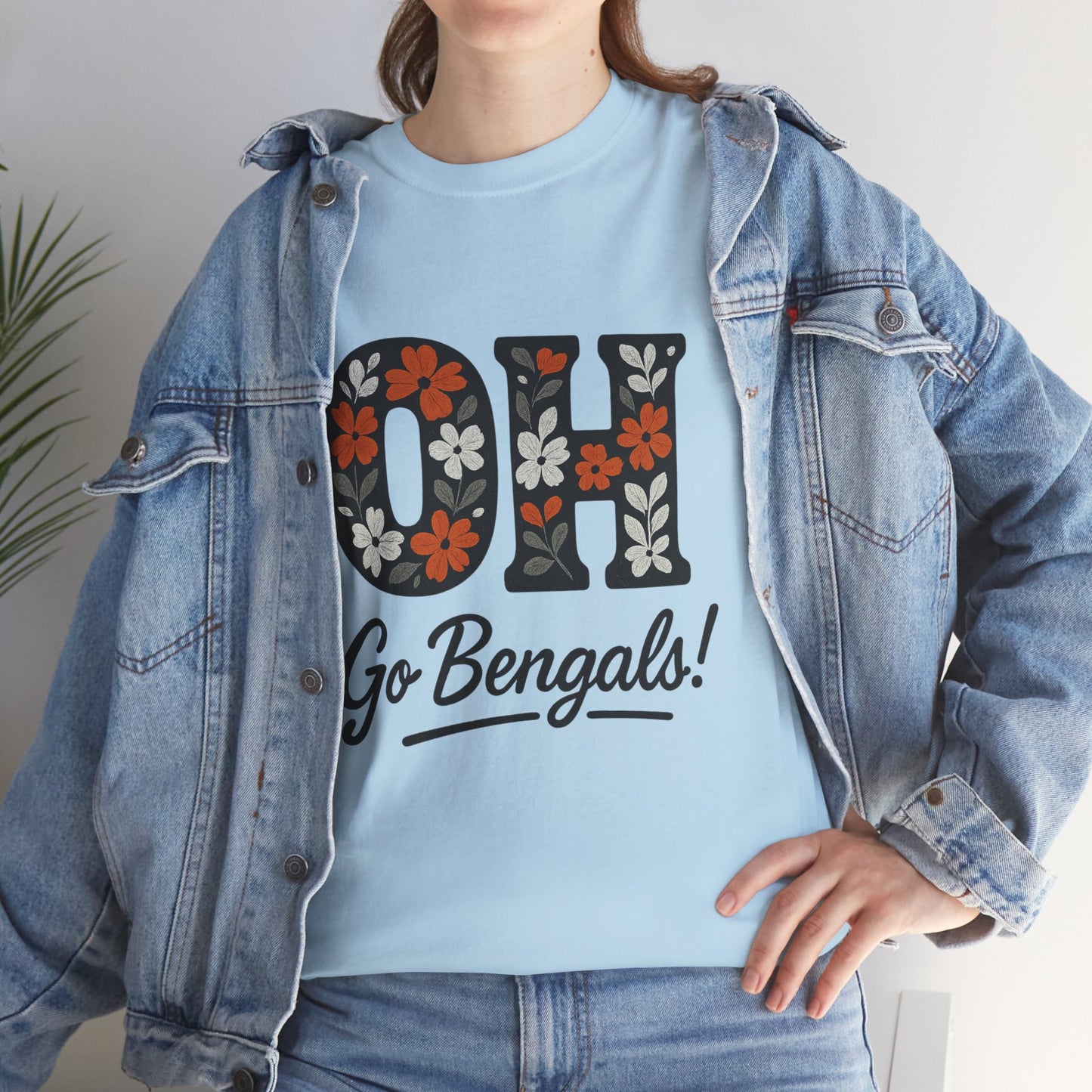 Bengals Floral Tee - Unisex Heavy Cotton