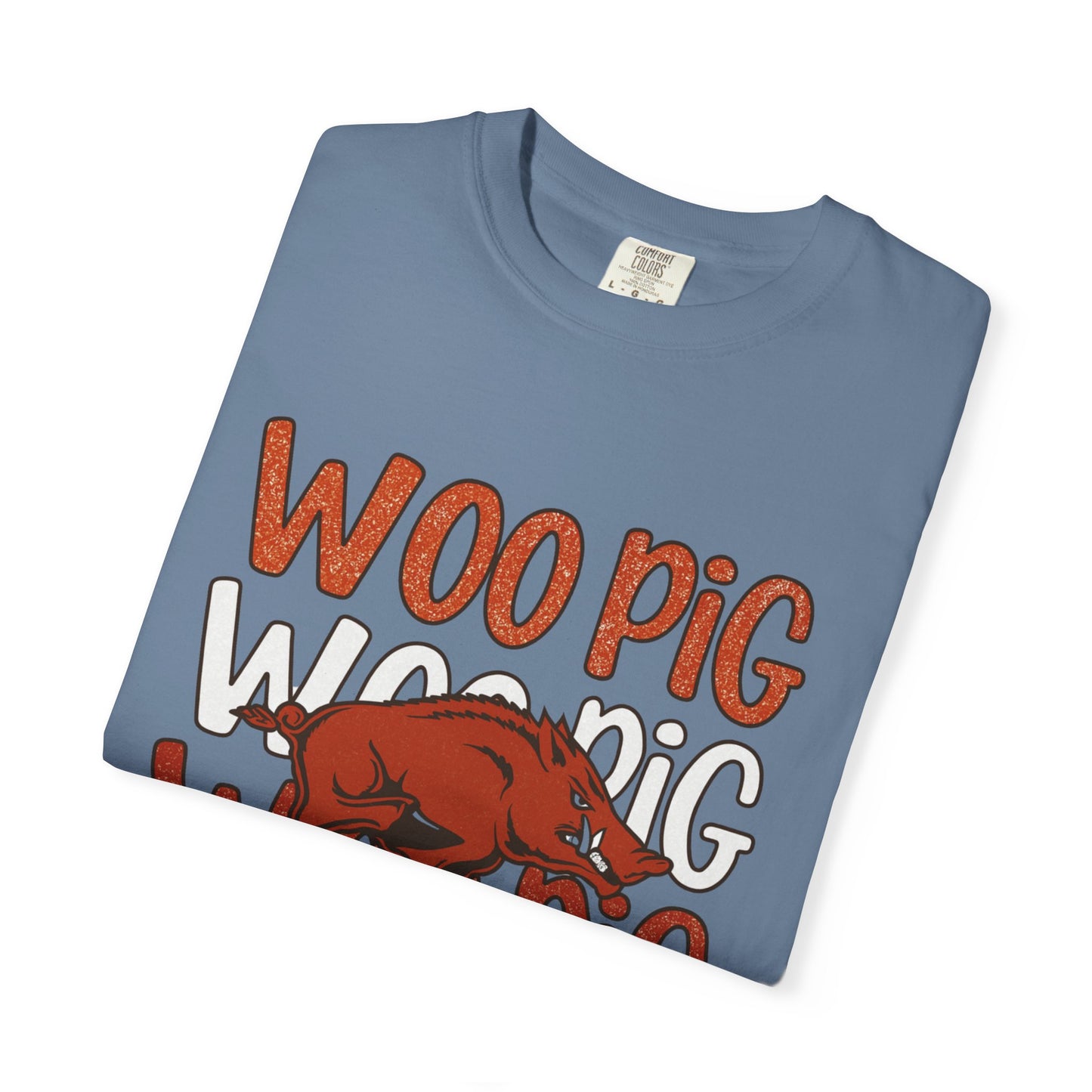 Woo Pig Garment-Dyed T-Shirt, Unisex Tee, Arkansas Pride Shirt, Casual Everyday Wear, College Game Day Tee, Fun Graphic Tee