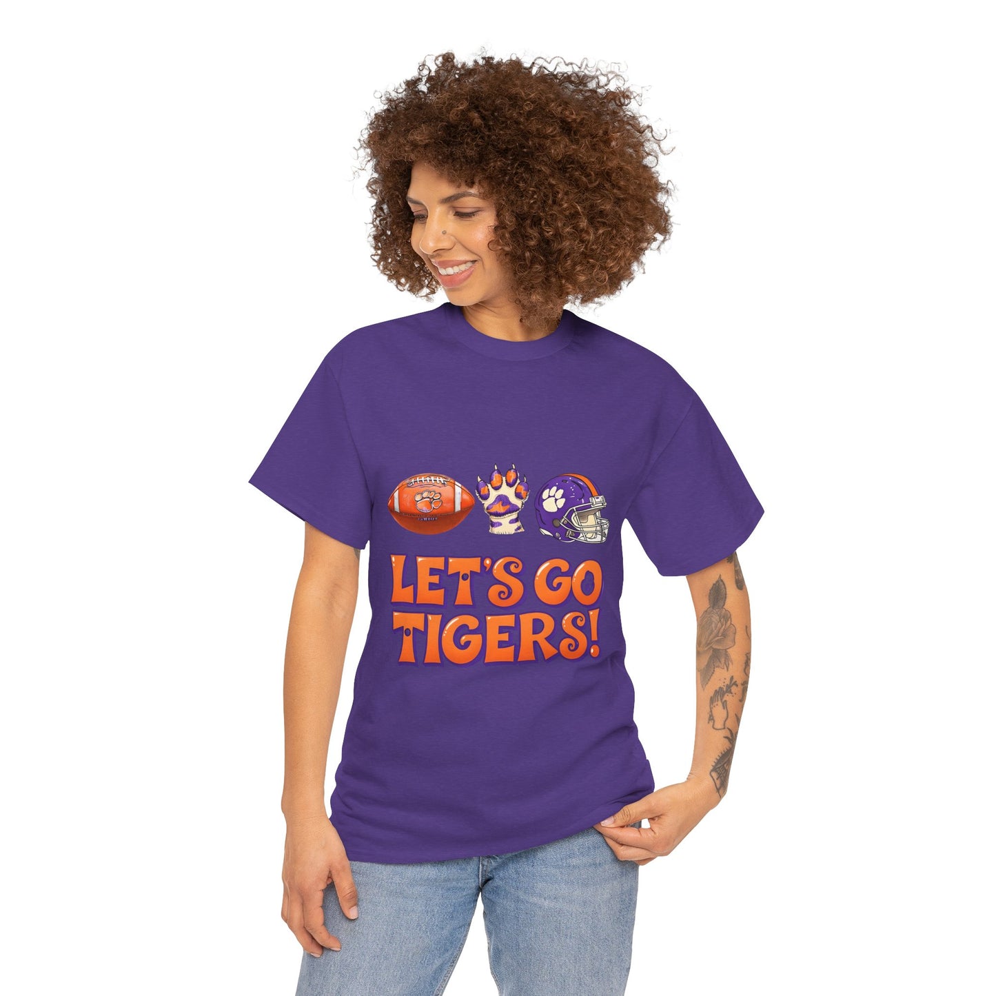 Unisex Heavy Cotton Tee - Let's Go Tigers! Sports Fan Tee, Game Day Shirt, Tailgate Apparel, Team Pride Top, College Football Gear