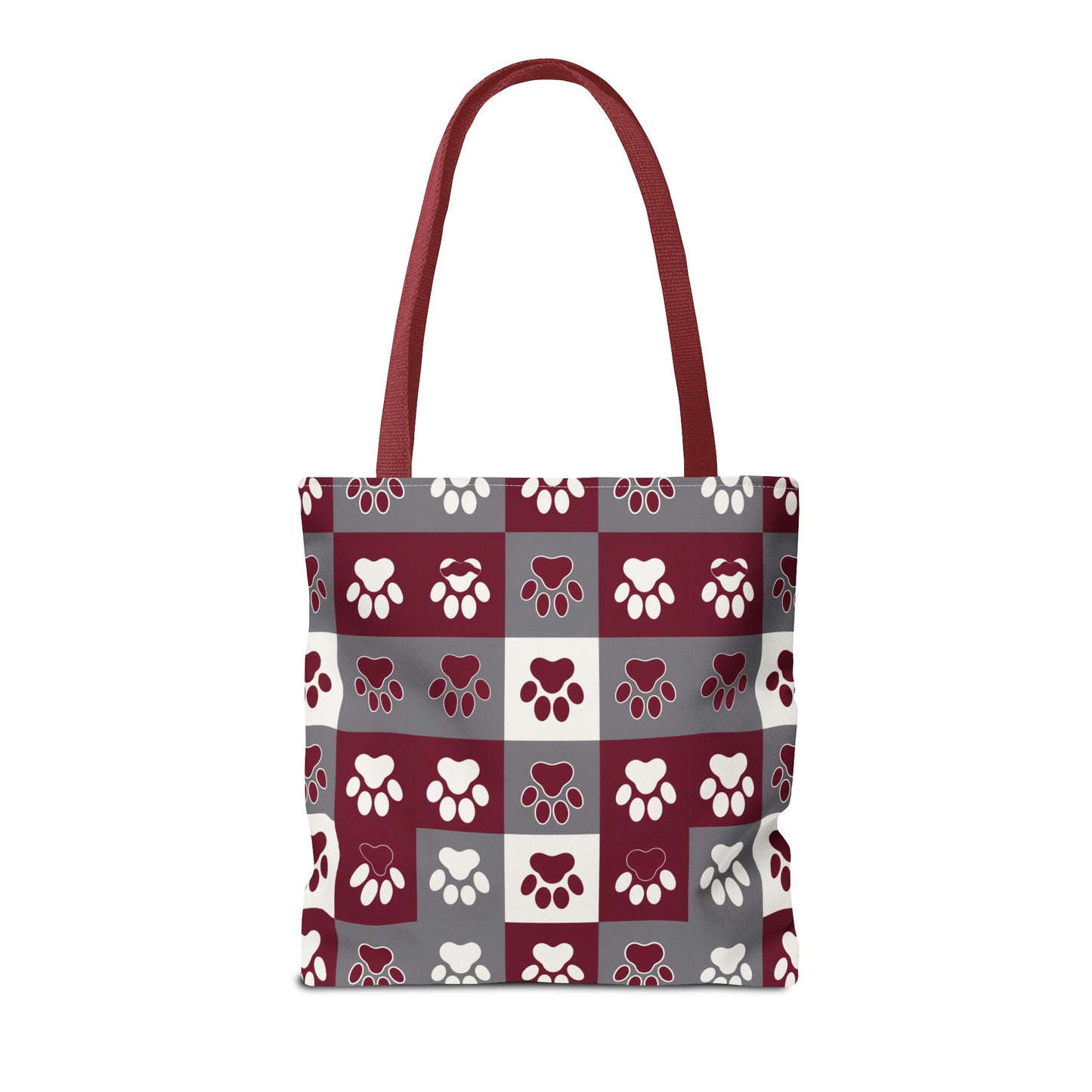 MS Bulldog Tote Bag - AOP, Paw Print Design, Reusable Shopping Bag, Mississippi Bulldog Fan, Animal Lover Accessory
