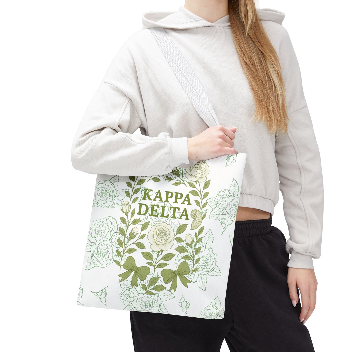Elegant Kappa Delta Tote Bag, Floral AOP Design, Sorority Bag, Gift for Sisters, Eco-Friendly Shopping Bag