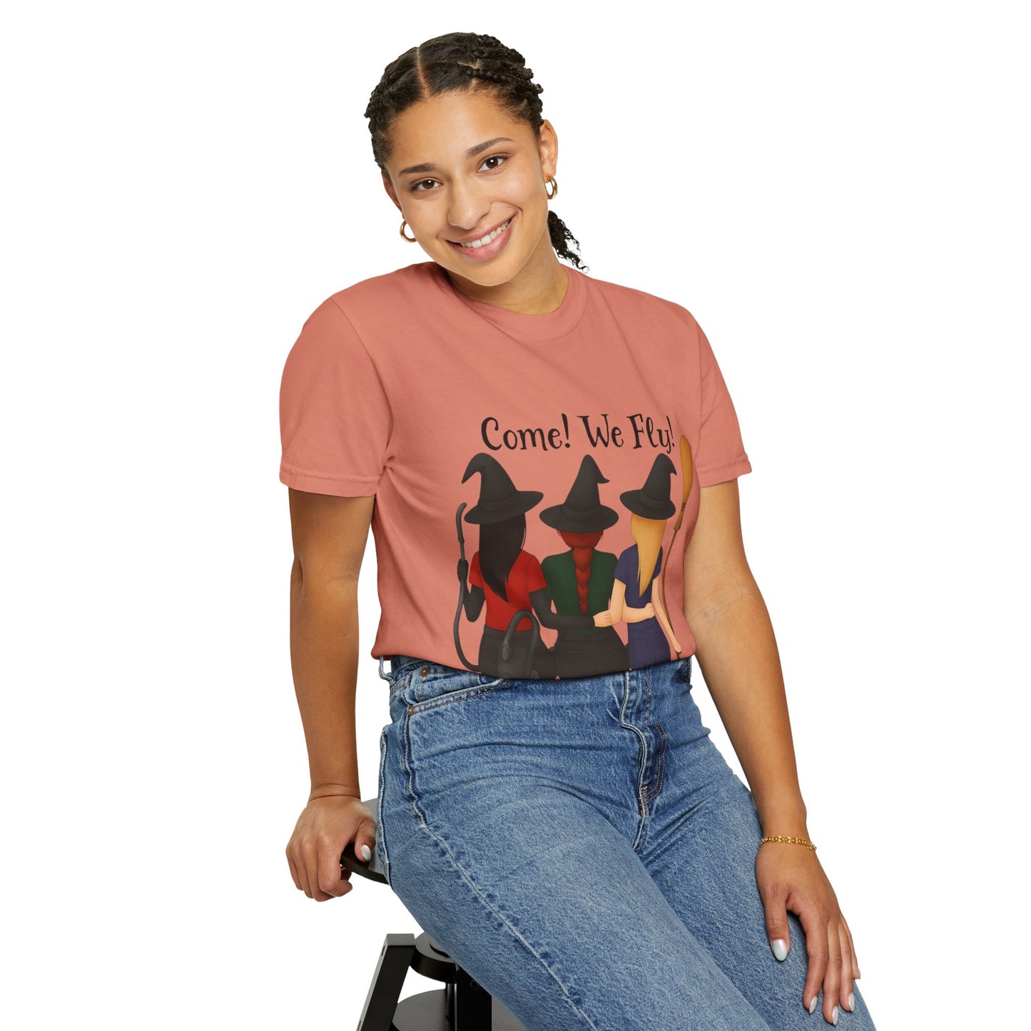 Witchy Halloween T-shirt - Come We Fly Unisex Garment-Dyed Tee