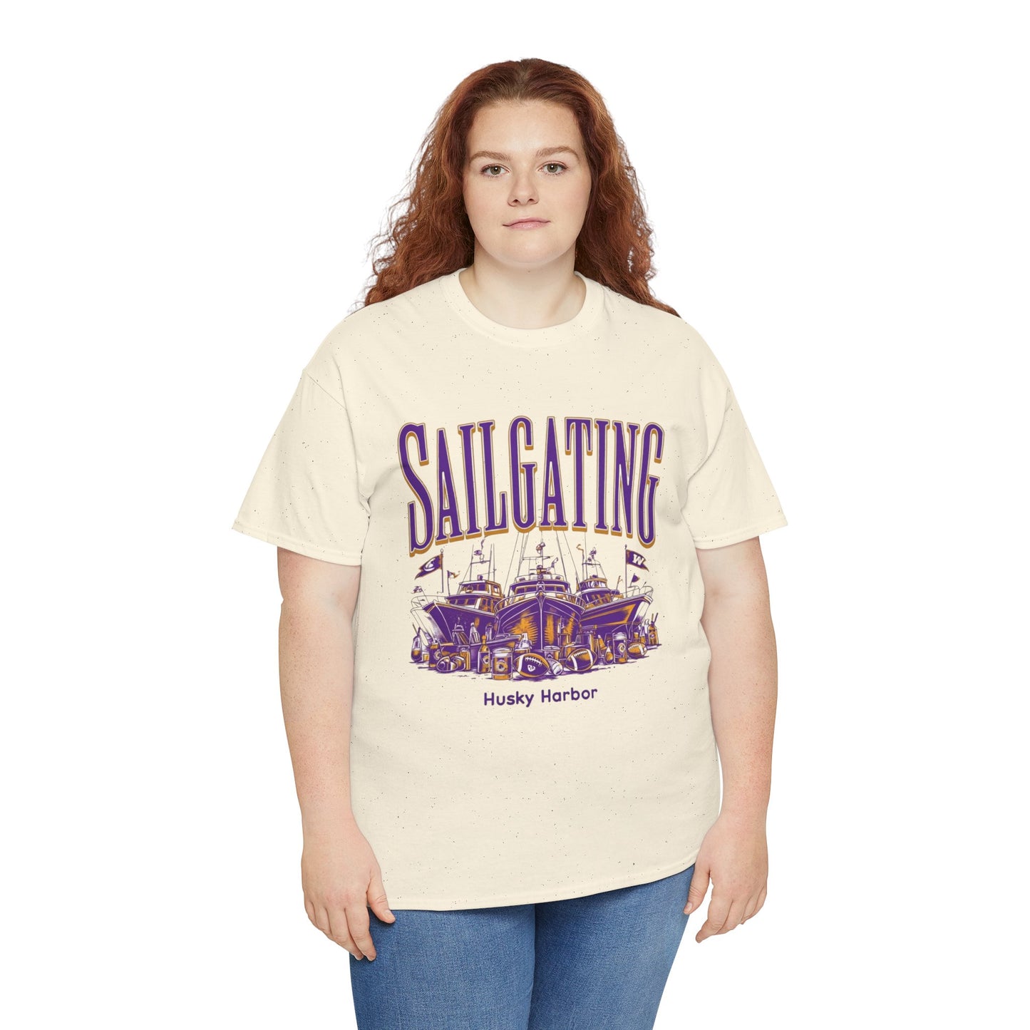 Sailgating Tee - Washington Huskies Unisex Heavy Cotton Shirt