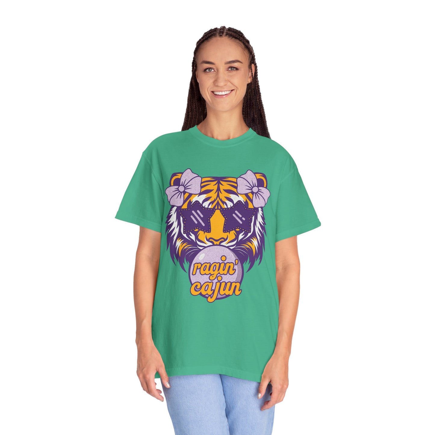Ragin Cajun Bow Bubble Tiger T-Shirt - Casual Wear and Gift for Animal Lovers