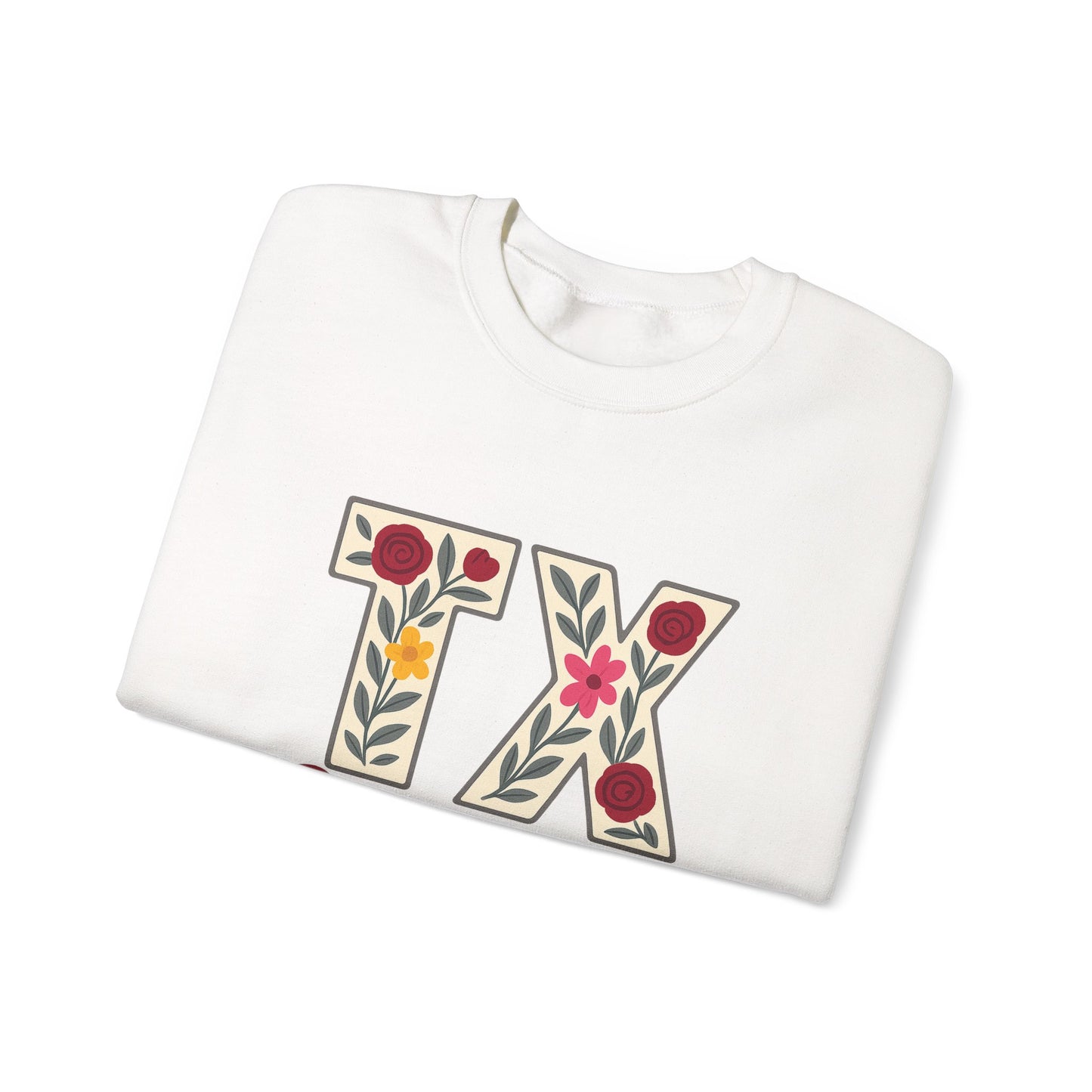 Texas Floral Crewneck Sweatshirt, Cozy Texas Sweatshirt, TX Gig'em Gift, Unisex Sweatshirt for Gamers, Floral Crew Neck for Casual Wear