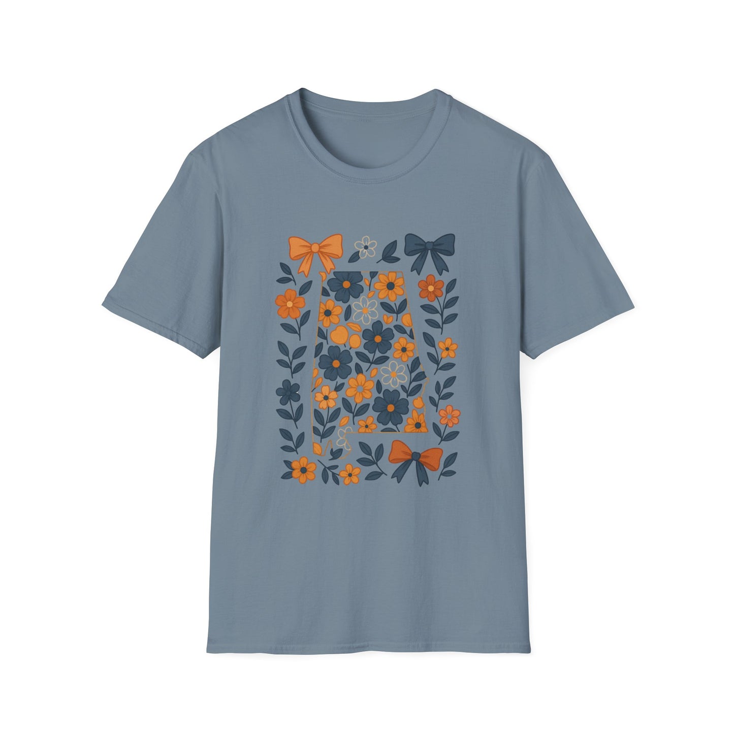 AU Floral Bow Graphic T-Shirt, Softstyle Tee, Botanical Print Shirt, Gift for Her, Casual Wear, Summer Fashion, Vintage Aesthetic