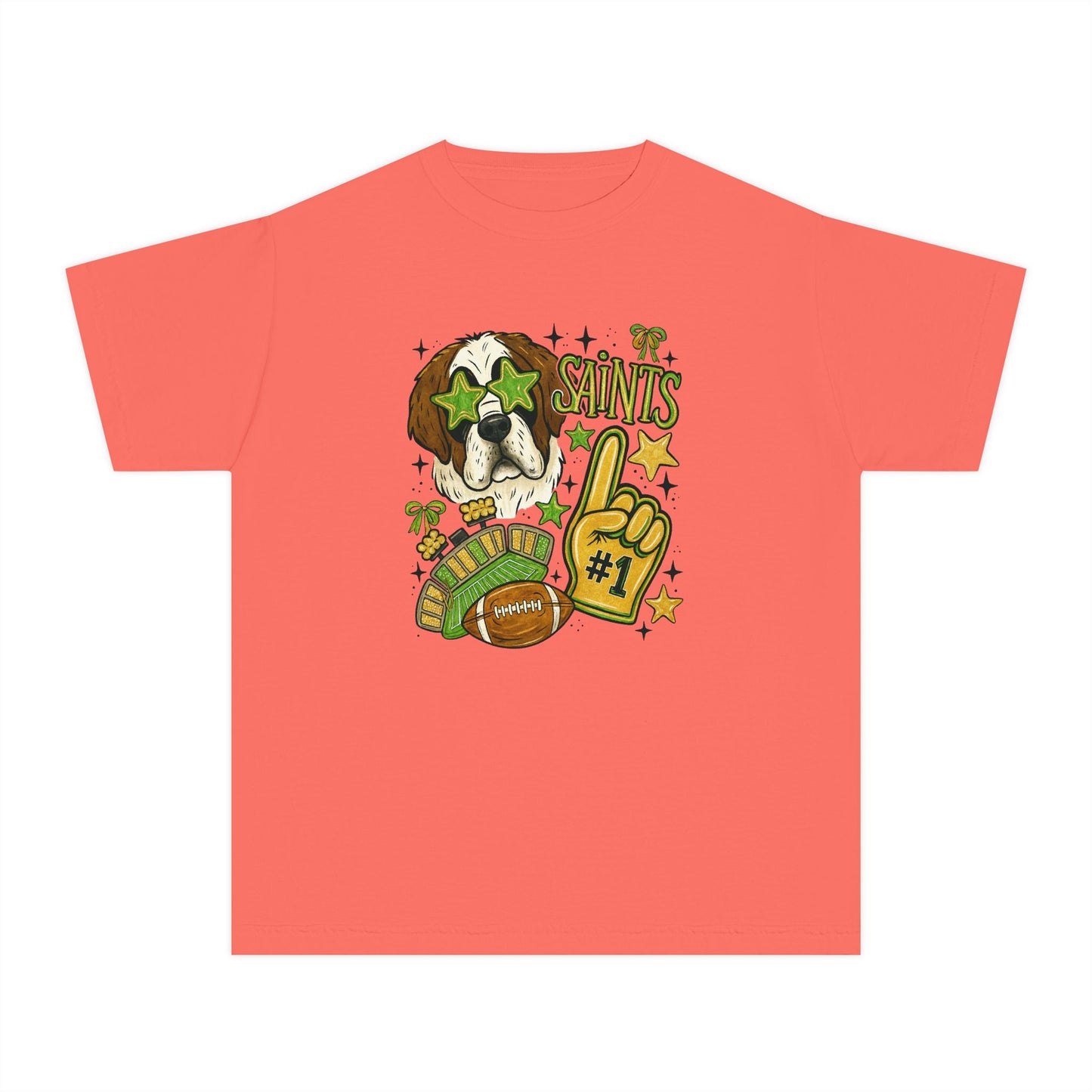 Saints Fan Youth Midweight Tee, Youth Sports Shirt, Kids Game Day Tee, Football Shirt, Youth Cheer Shirt, Holiday Gift for Kids