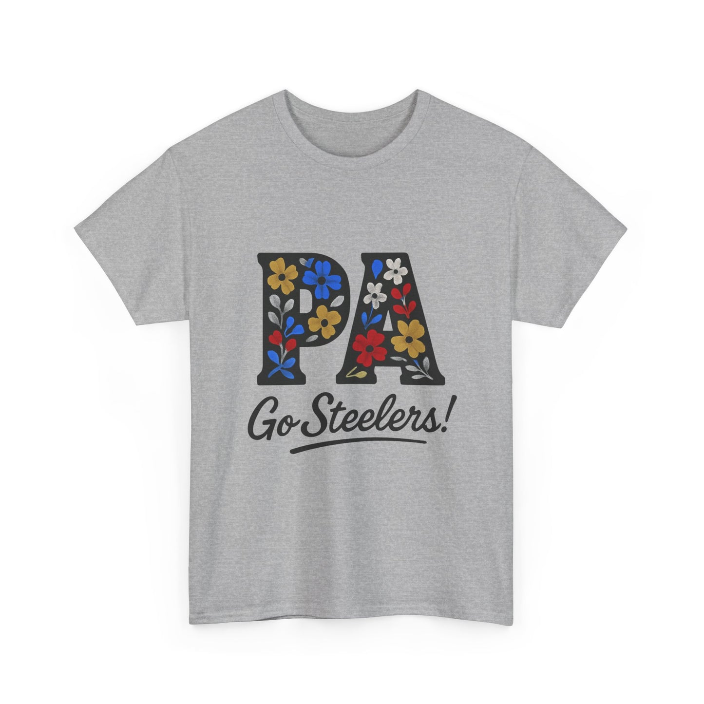 Sports Fan Tee - Floral PA Go Steelers Unisex Heavy Cotton Tee