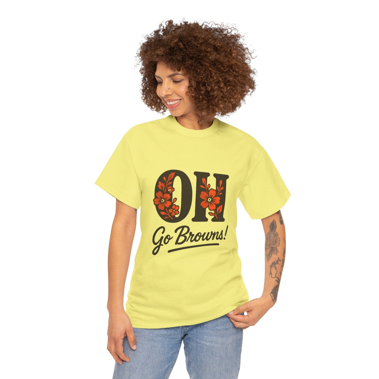 OH Go Browns Floral Unisex Tee, Fan Apparel, Game Day Shirt, Casual Wear, Gift for Sports Lovers