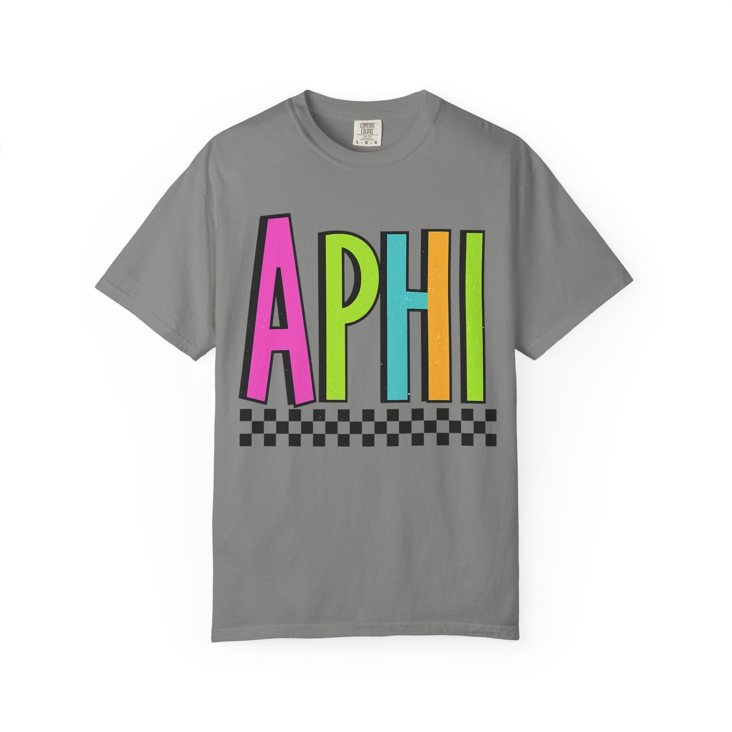 Checkered Neon Alpha P Colorful Graphic Unisex T-Shirt