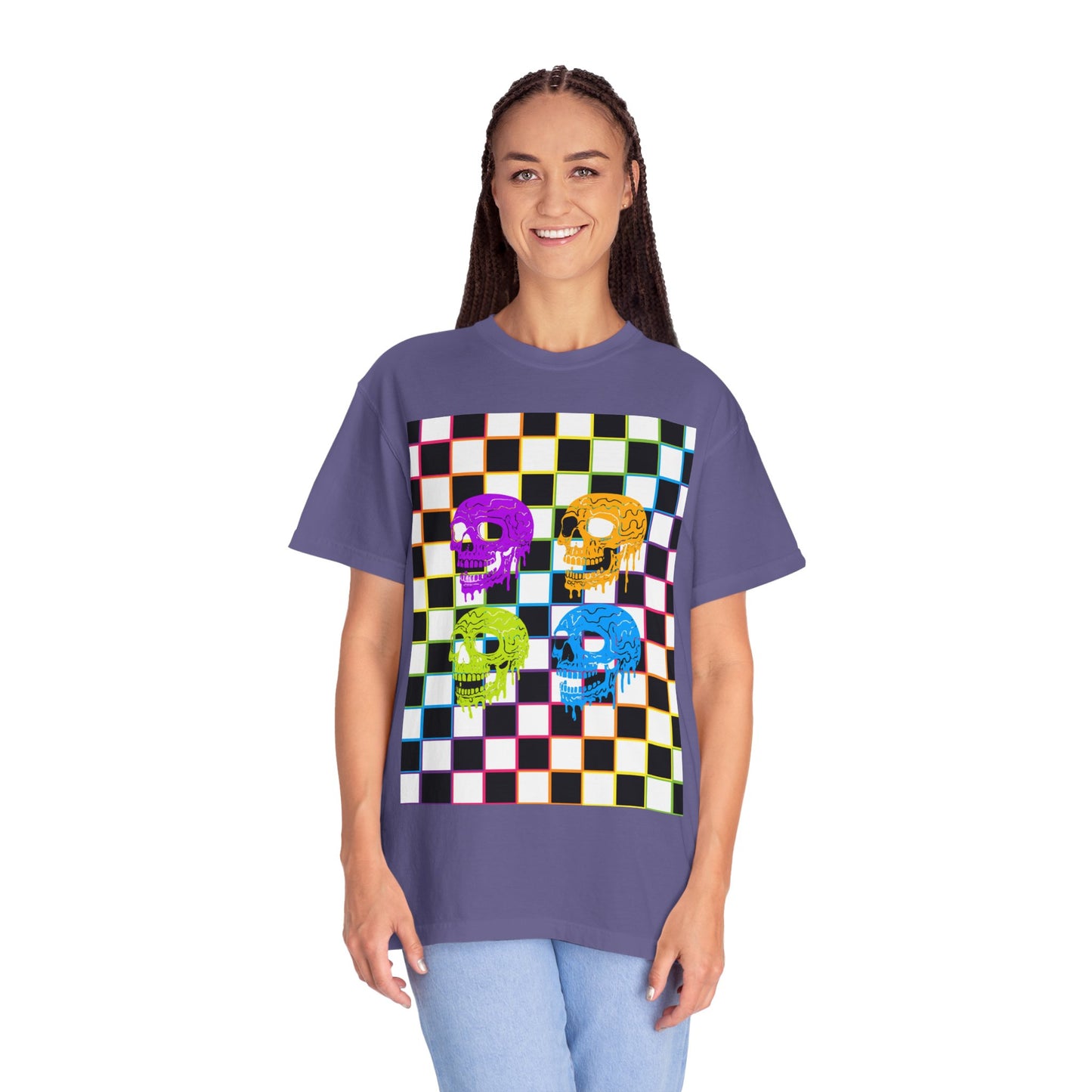 Vibrant Skull Graphic T-Shirt, Unisex Tee, Halloween Outfit, Alternative Fashion, Festival Wear, Casual Street Style