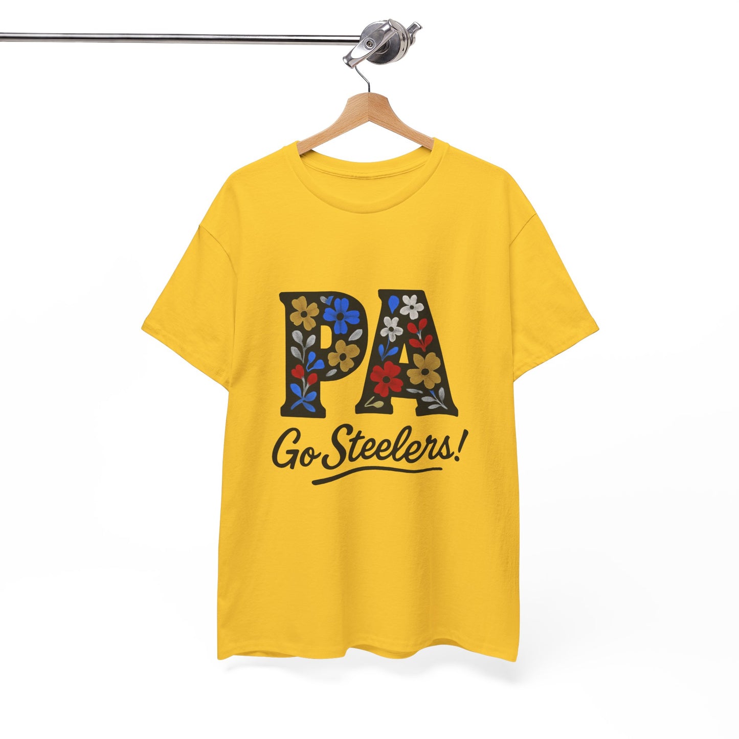 Sports Fan Tee - Floral PA Go Steelers Unisex Heavy Cotton Tee