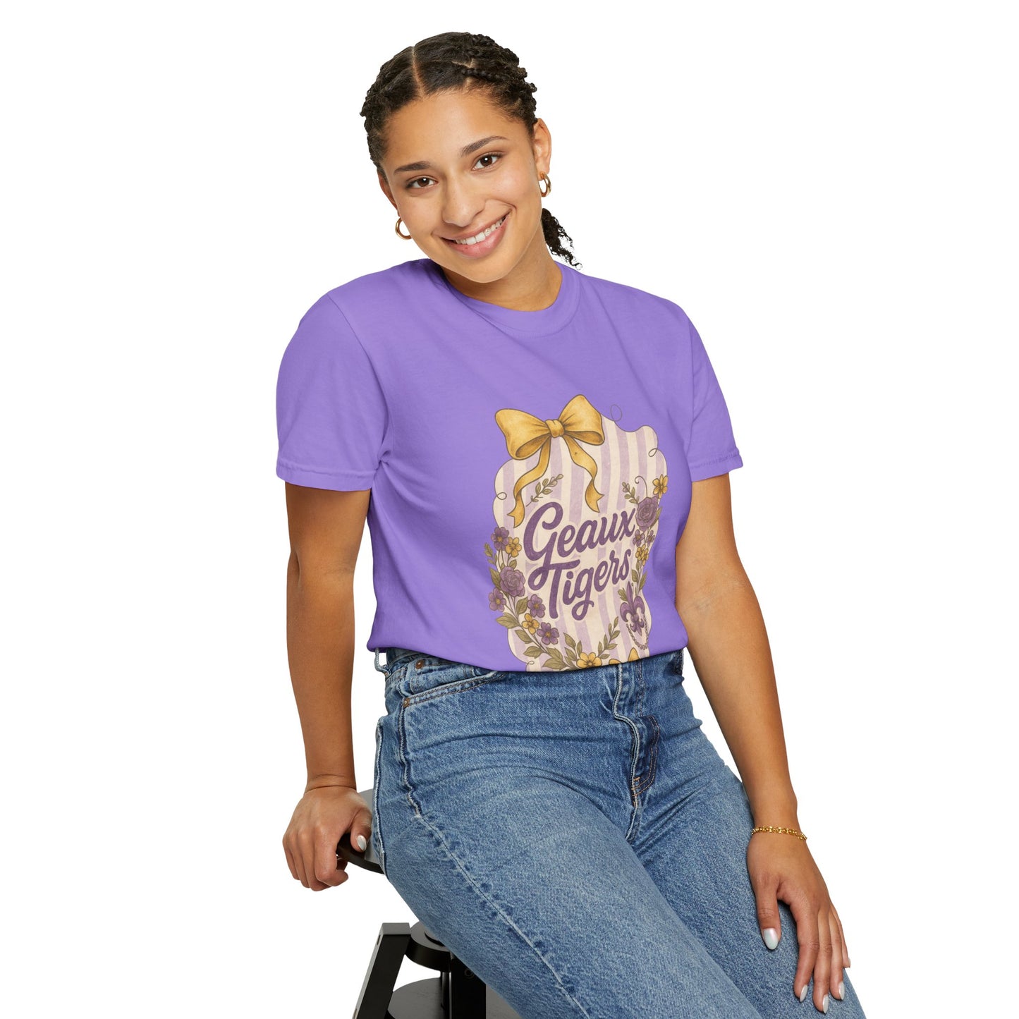 Geaux Tigers Floral T-Shirt, Unisex Casual Tee, Game Day Apparel, Spring Outfit, LSU Fan Gear