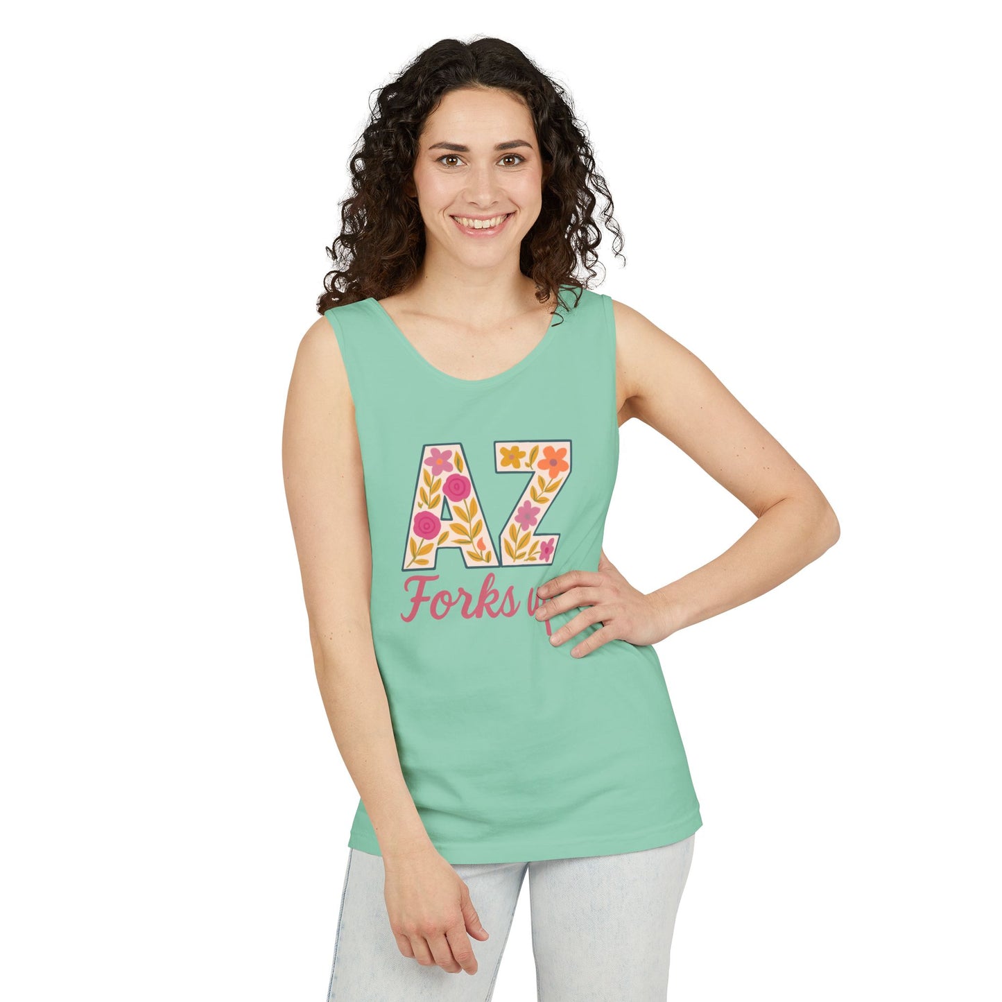 AZ Tank Top - AZ Forks Up Apparel, Summer Wear, Vacation Top, Travel Essentials, Gifts for Arizonans, Sun devils, comfort colors, graduation gift
