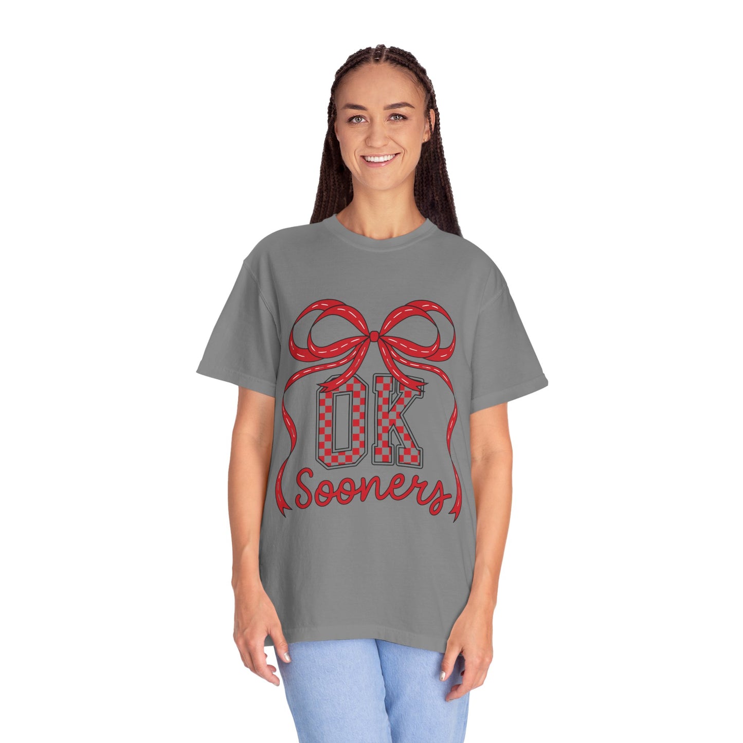 SOON Checkered Cheerful Bow Graphic T-shirt