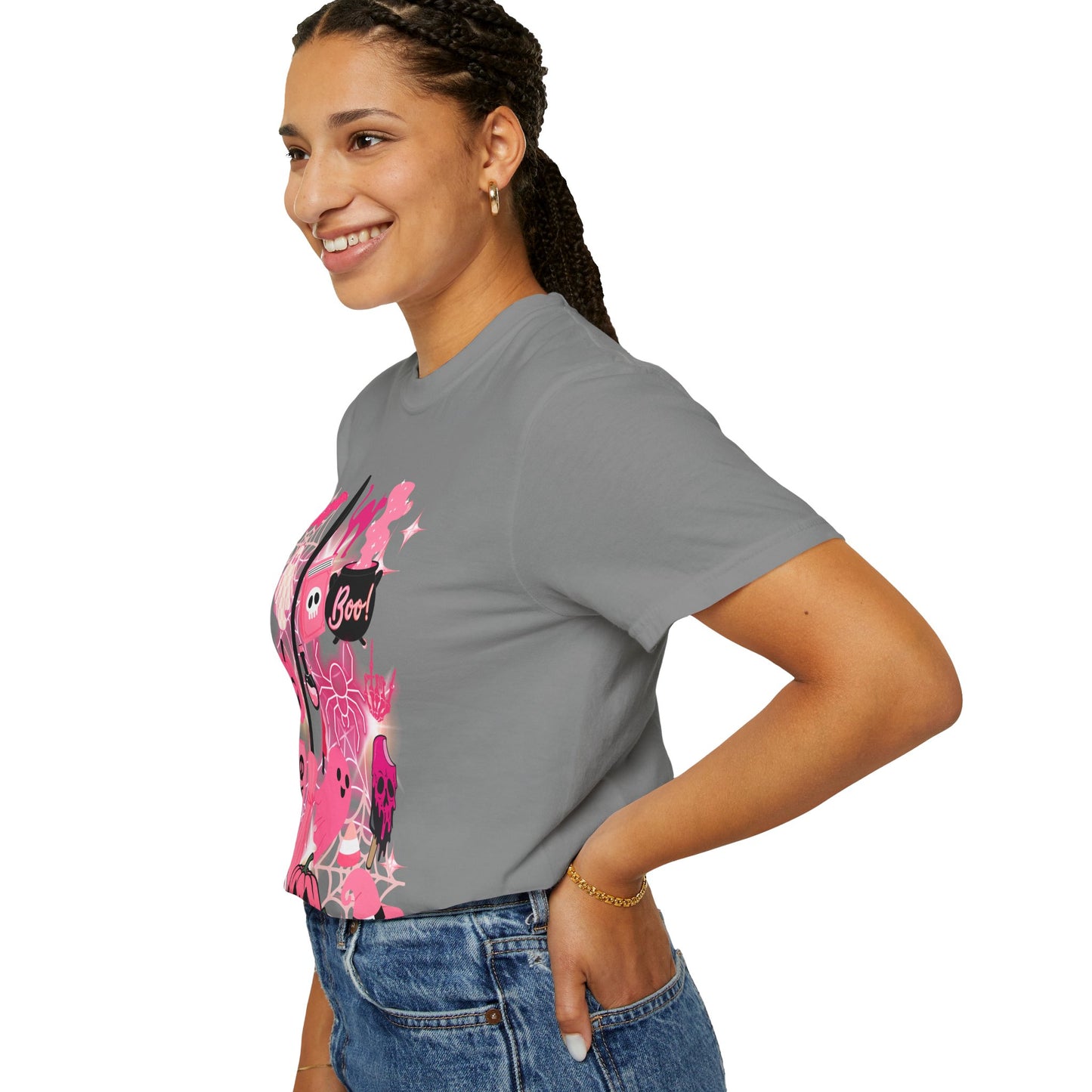 Pink Halloween-Themed Unisex T-shirt, Spooky Shirt, Ghostly Apparel, Boo T-shirt, Fall Fashion, Halloween Costume Top