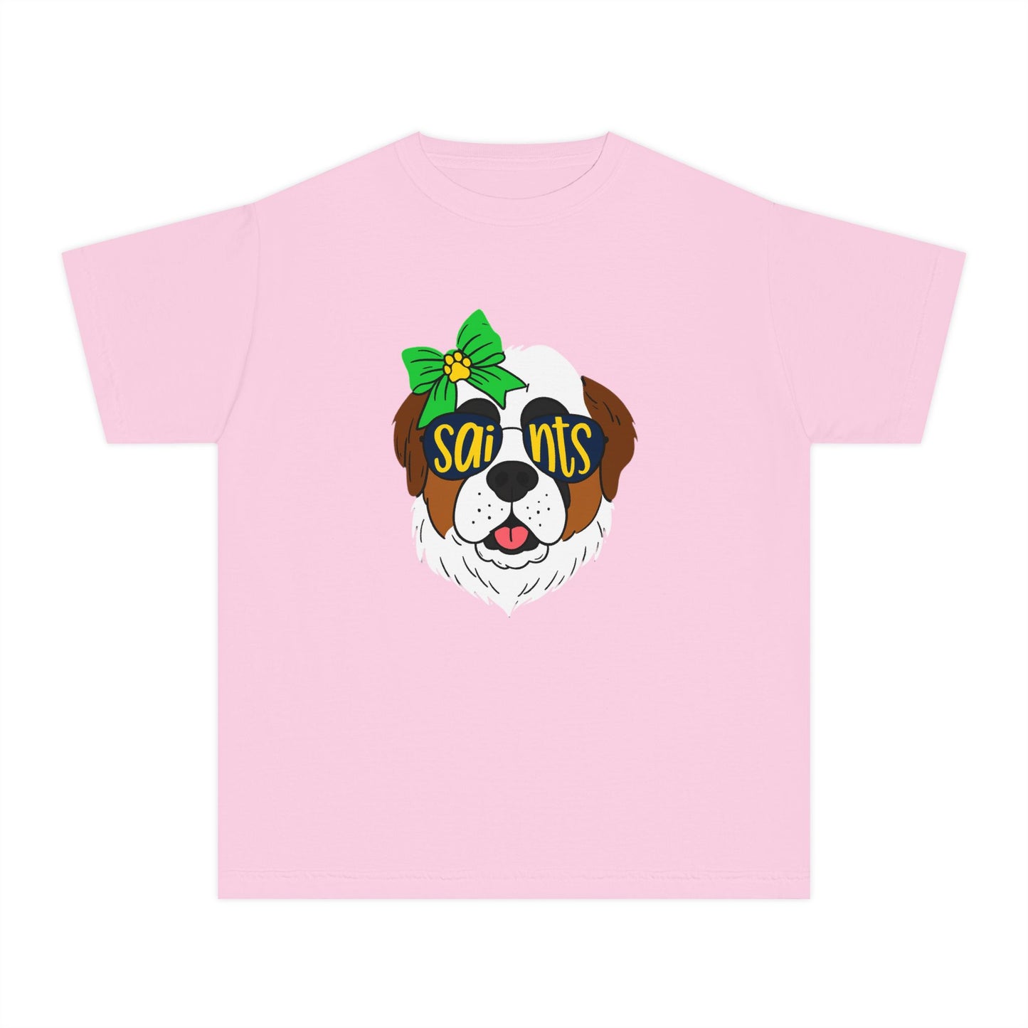 Saints Dog Youth Tee, Cute Puppy T-Shirt, Pet Lover Gift, Casual Wear, Birthday, Family Reunion, Dog Show