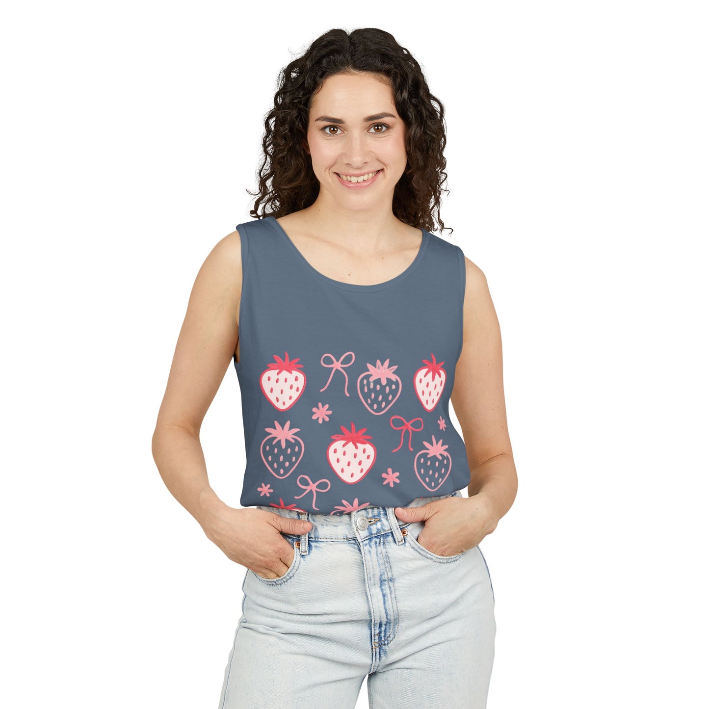 Strawberry Print Tank Top - Summer Vibes Beachwear