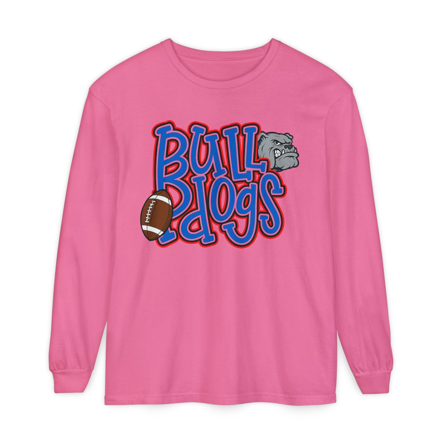 Bull Dogs Long Sleeve T-Shirt - Unisex Garment-Dyed Tee for Sports Fans