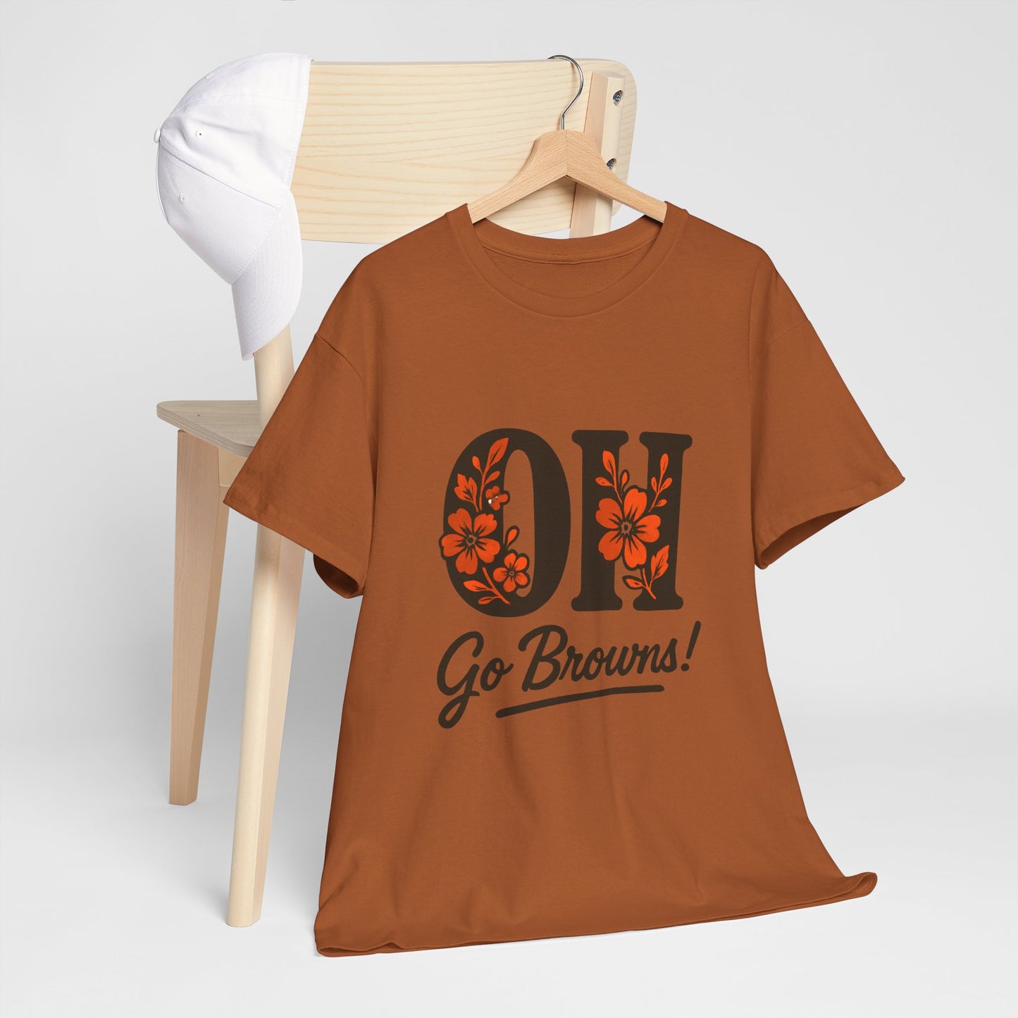 OH Go Browns Floral Unisex Tee, Fan Apparel, Game Day Shirt, Casual Wear, Gift for Sports Lovers