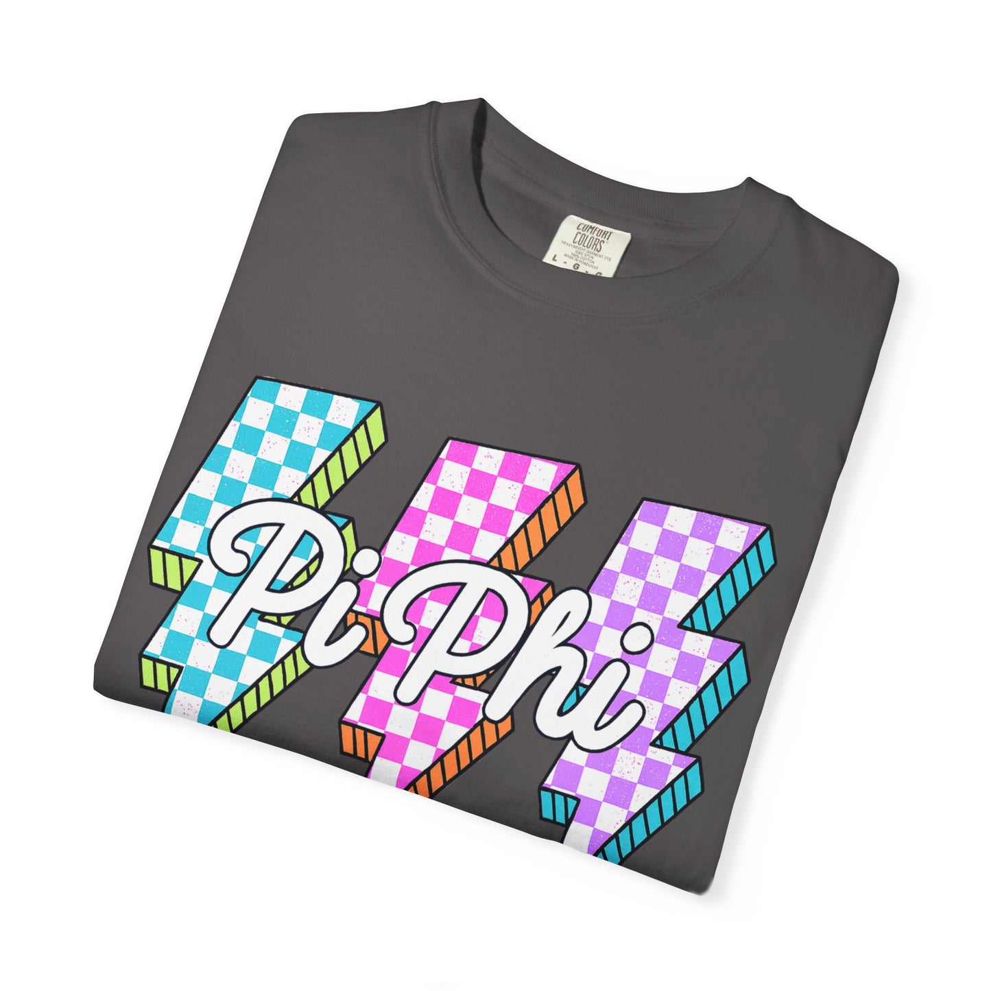 PB Phi Lightning Bolt Unisex T-shirt | Vibrant Greek Life Apparel, Unique Gift for Sorority Sisters, Casual Wear, Celebrating Sisterhood